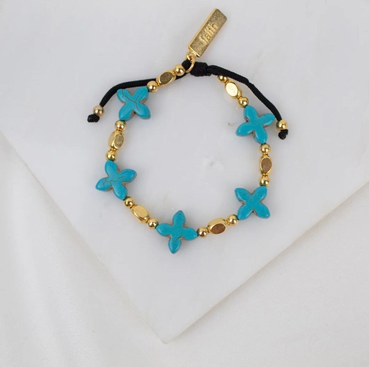 Grounded in Faith Bracelet Turquoise & Gold