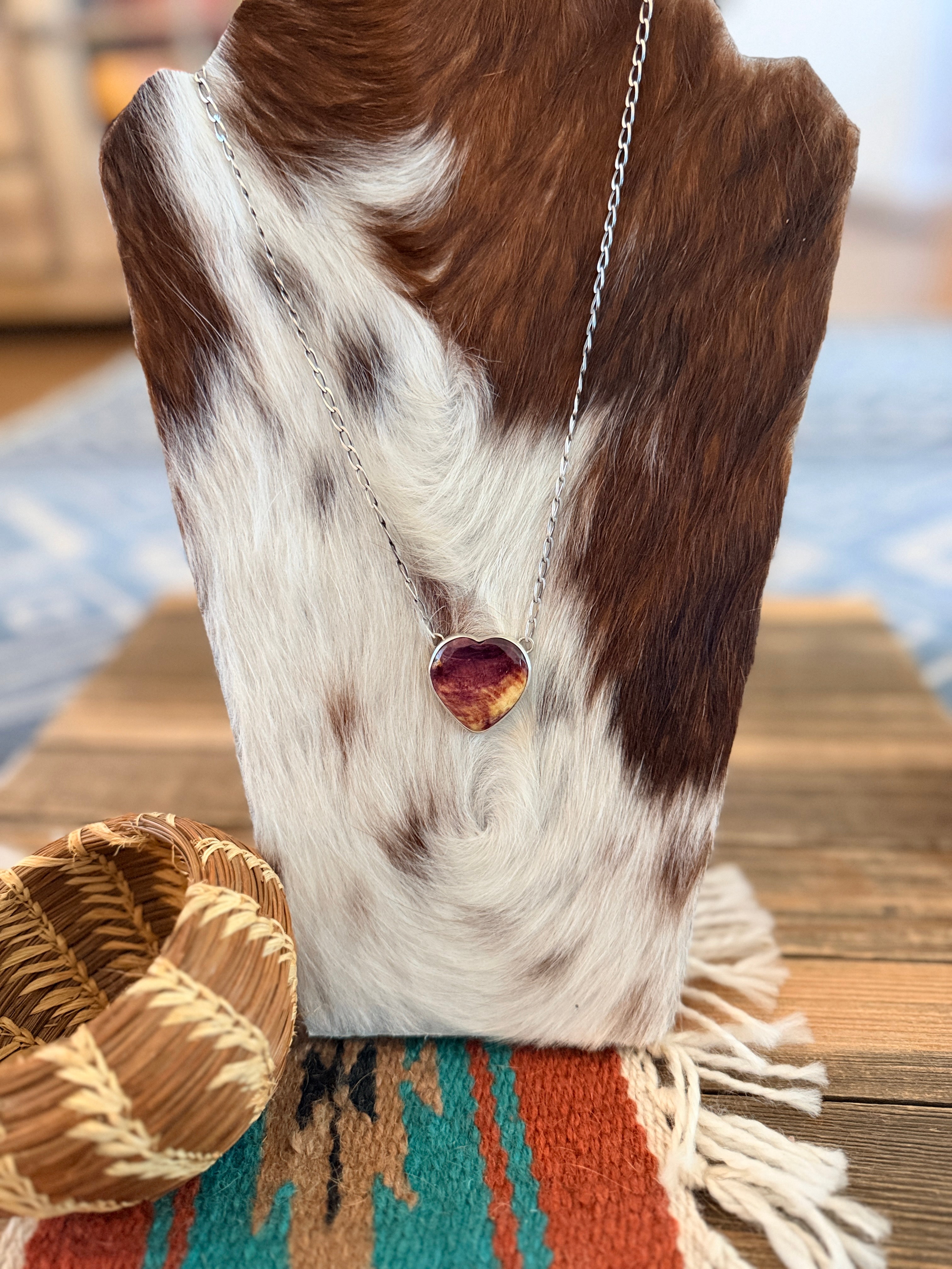 Handcrafted Spiny Oyster & Sterling Silver Heart Necklace