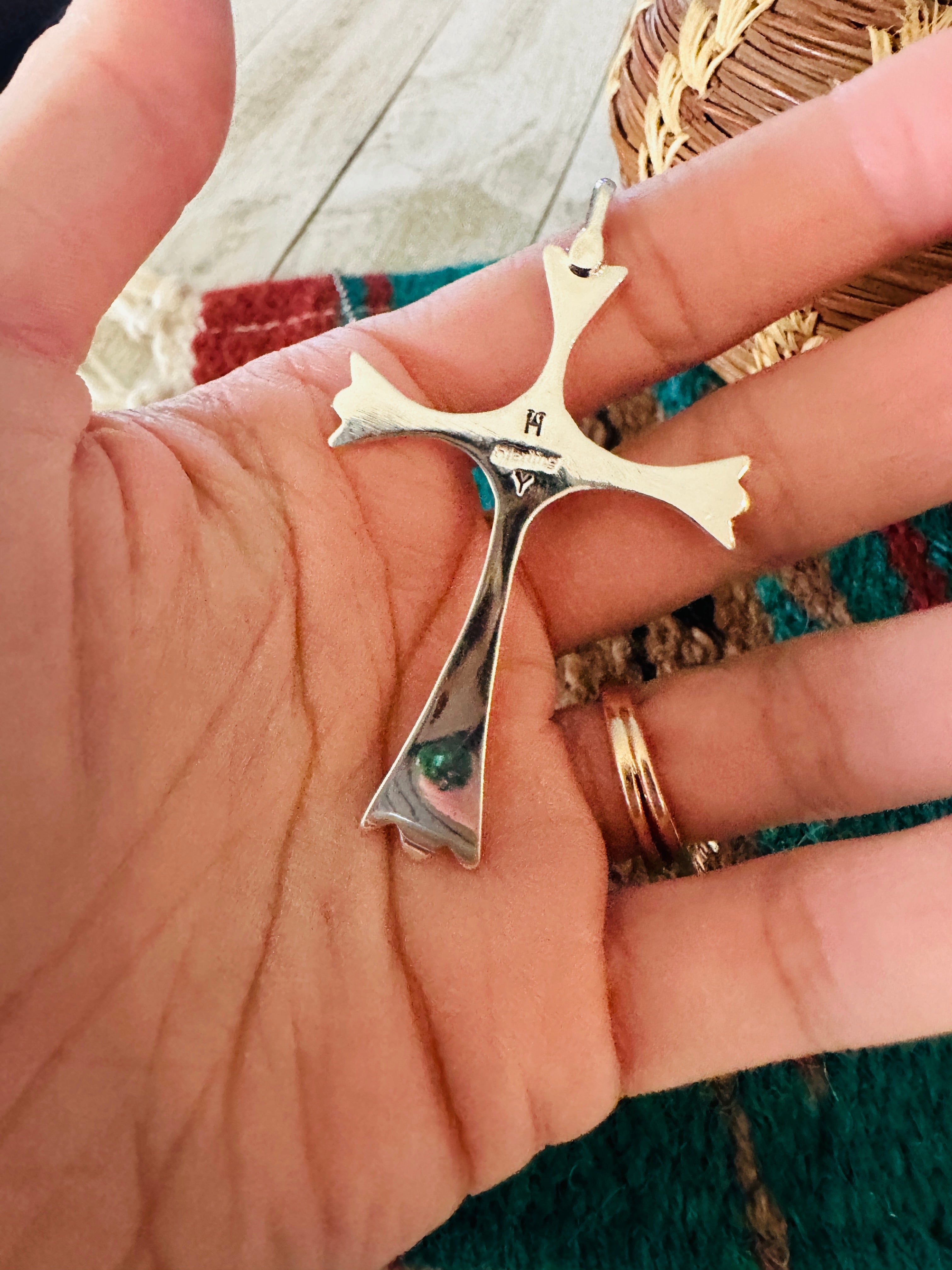 Handcrafted Black Onyx & Sterling Silver Cross Pendant