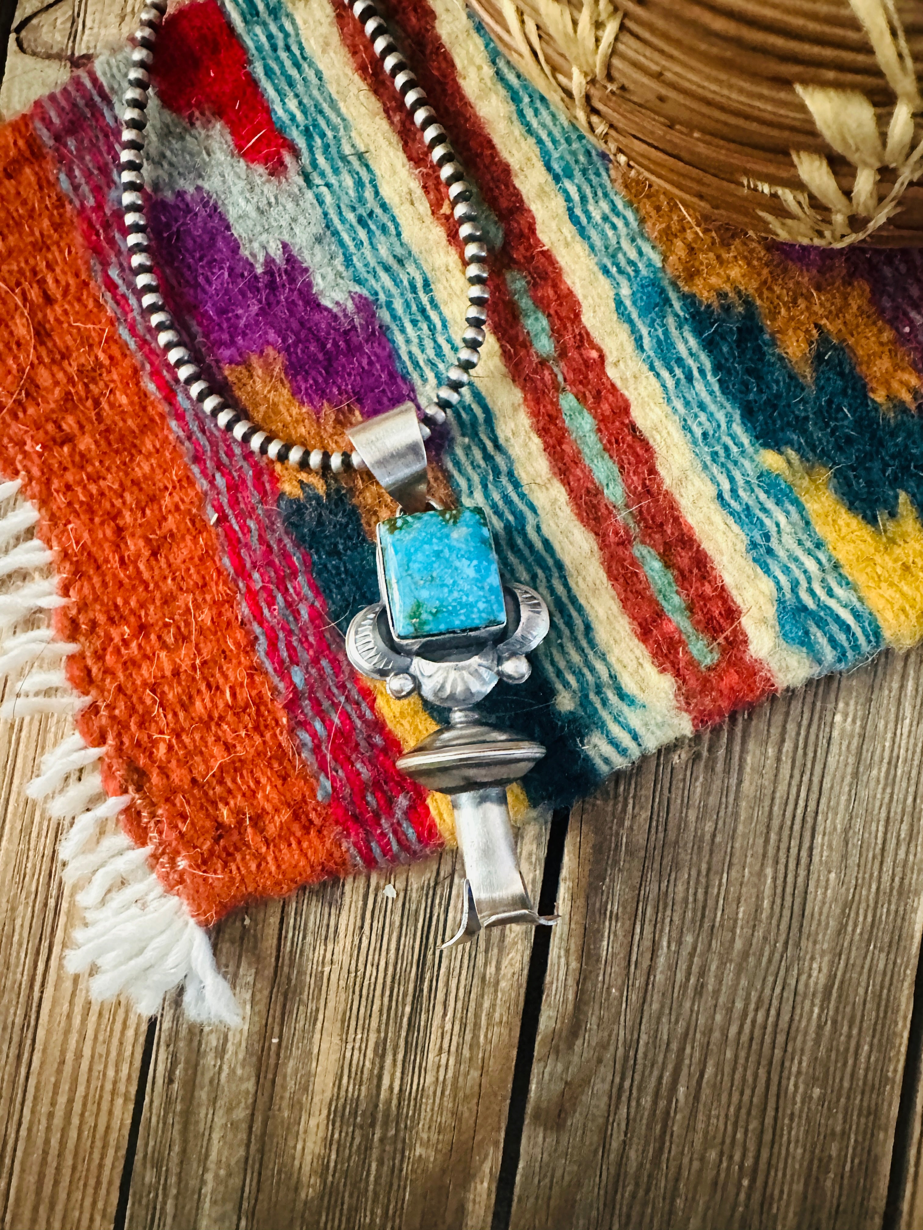 Handcrafted Sterling Silver & Turquoise Blossom Pendant