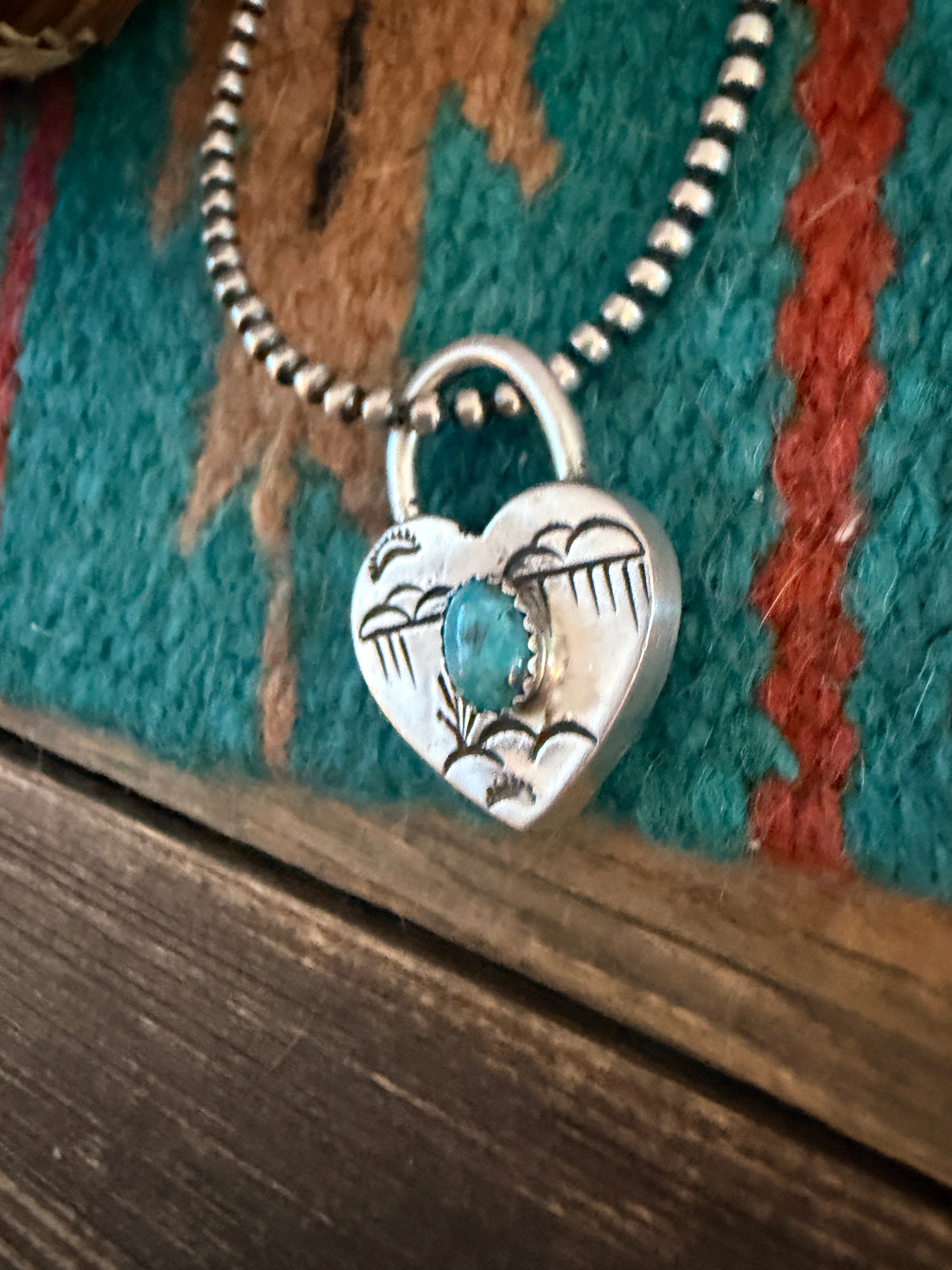 Handcrafted Sterling Silver & Turquoise Heart Locket Pendant