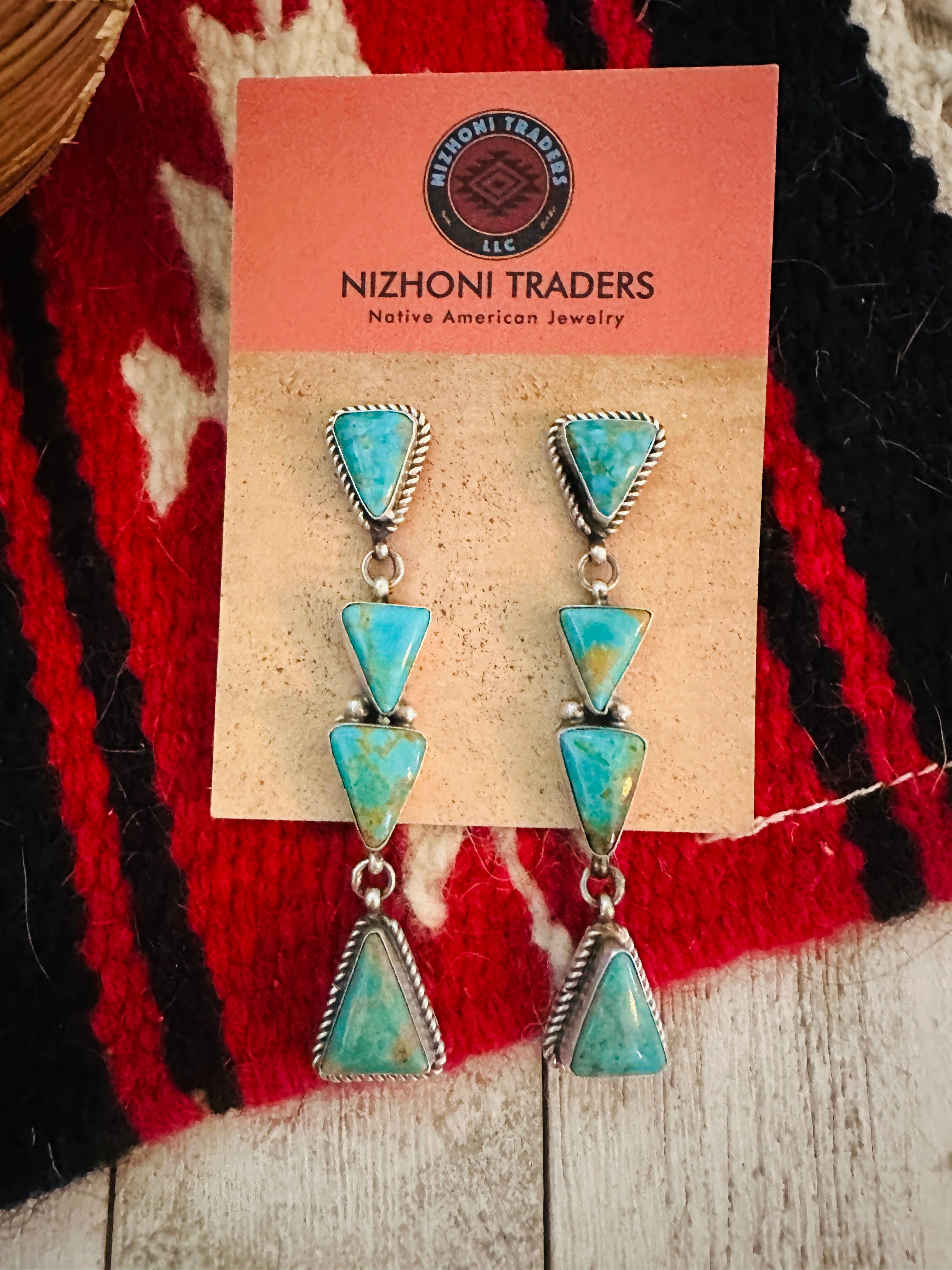 Handcrafted Turquoise & Sterling Silver Dangle Earrings