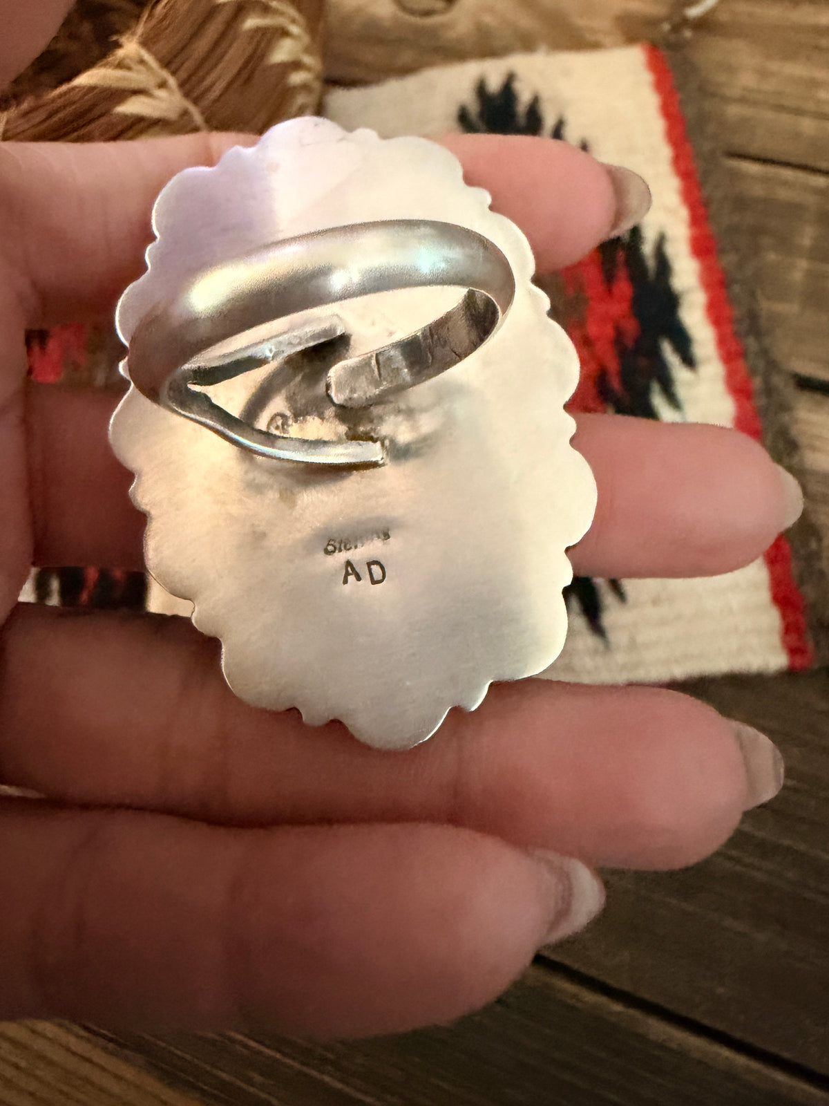 Handcrafted Kingman Turquoise & Sterling Silver Cluster Adjustable Ring by Aaron David