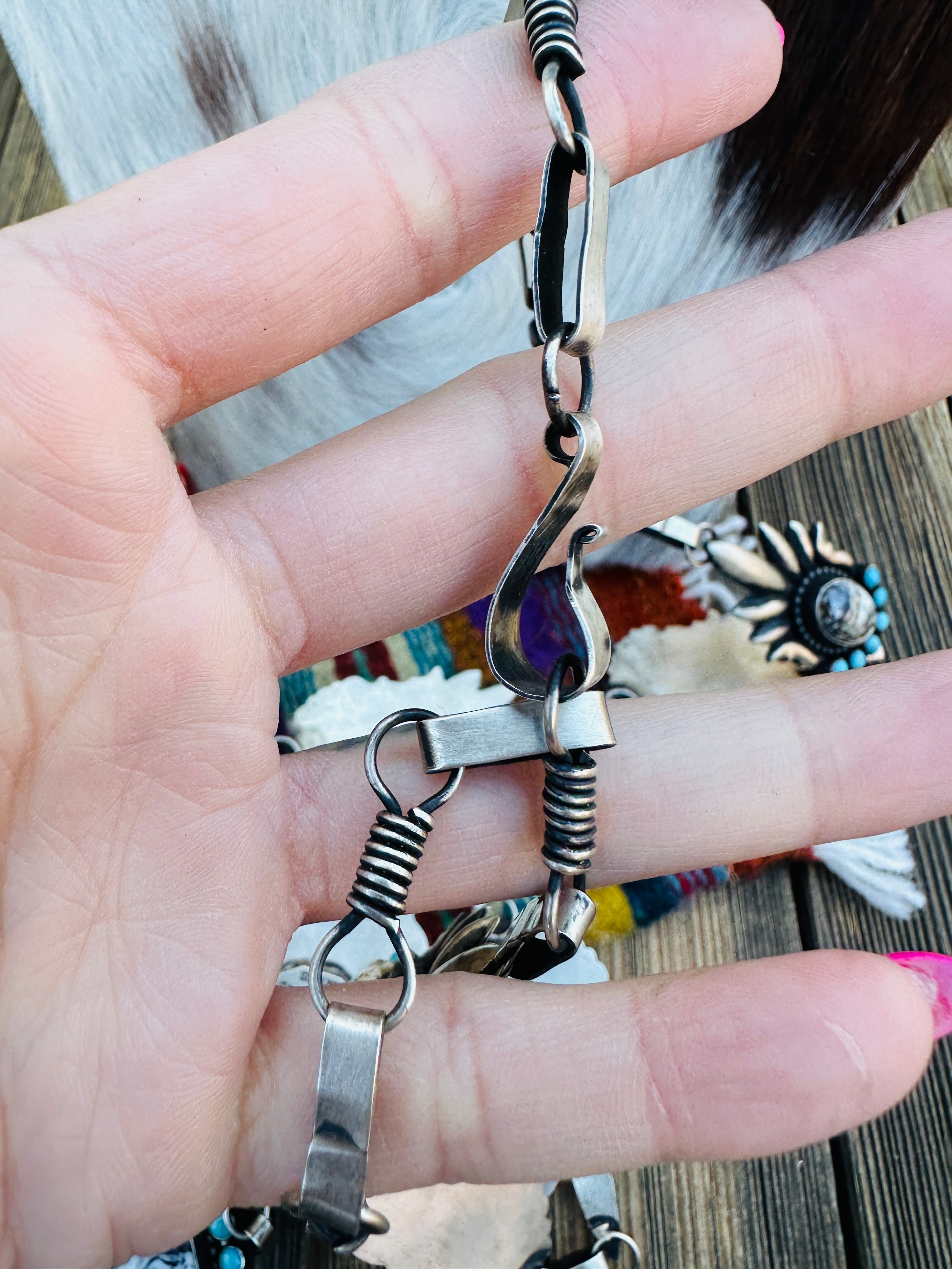 Handcrafted White Buffalo, Turquoise & Sterling Silver Necklace by Shawn Cayatineto