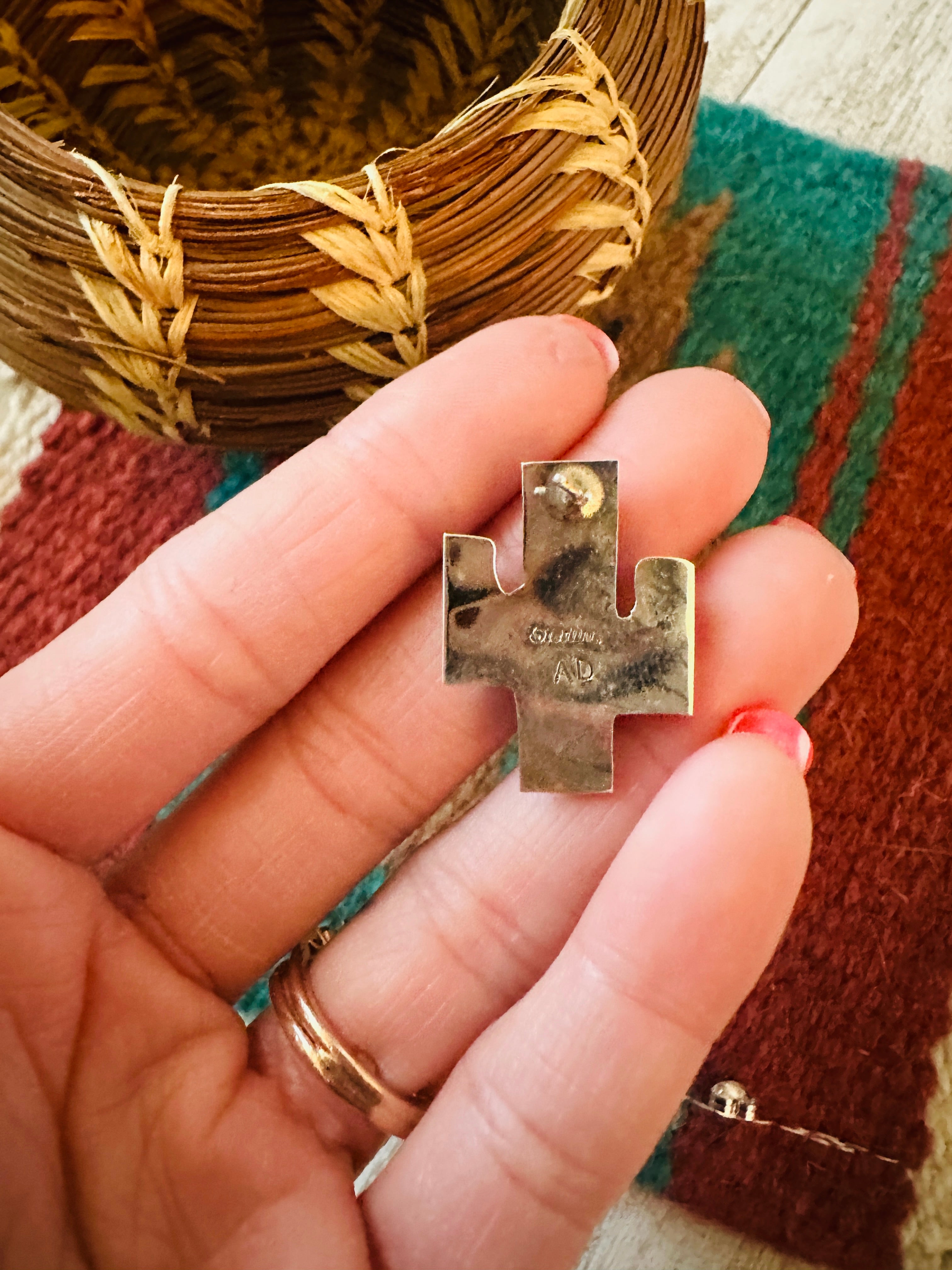 Handcrafted Sterling Silver & Turquoise Cactus Post Earrings