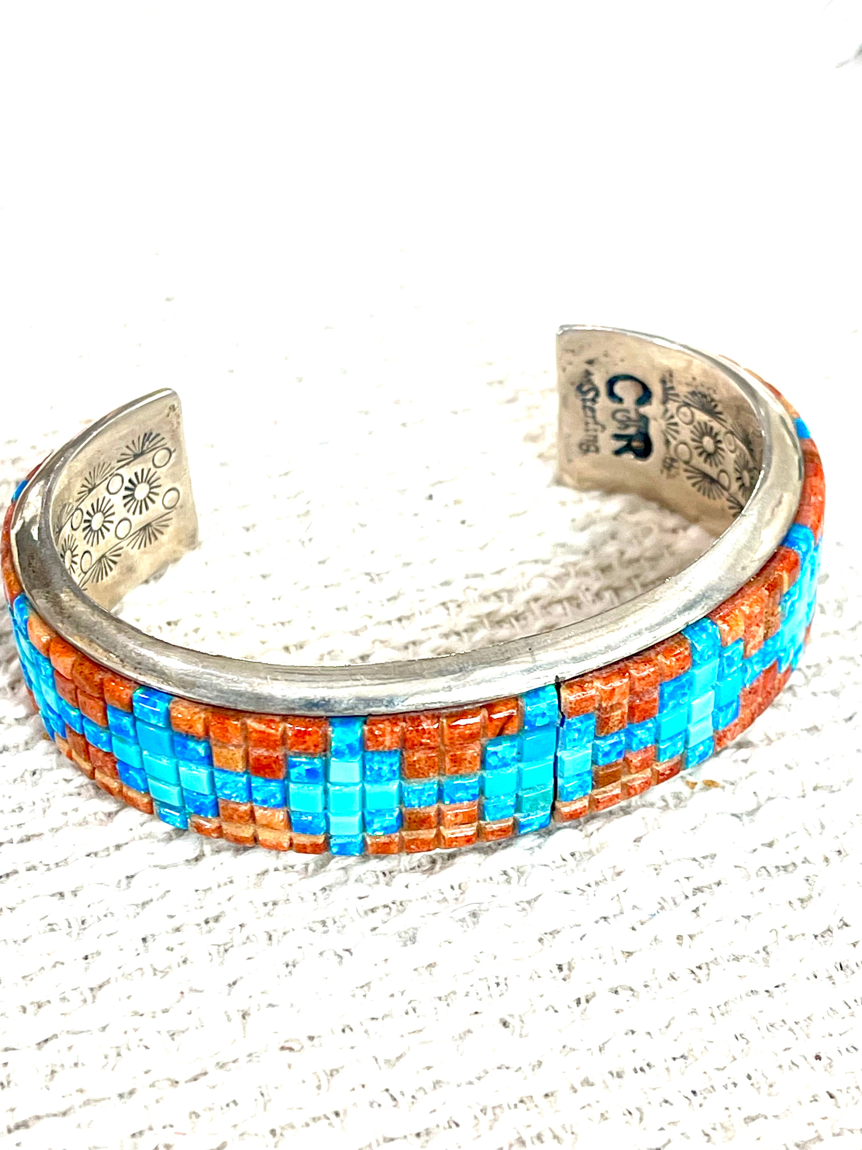 Gorgeous Handmade Sterling Silver & Multi Stone Cuff Bracelet