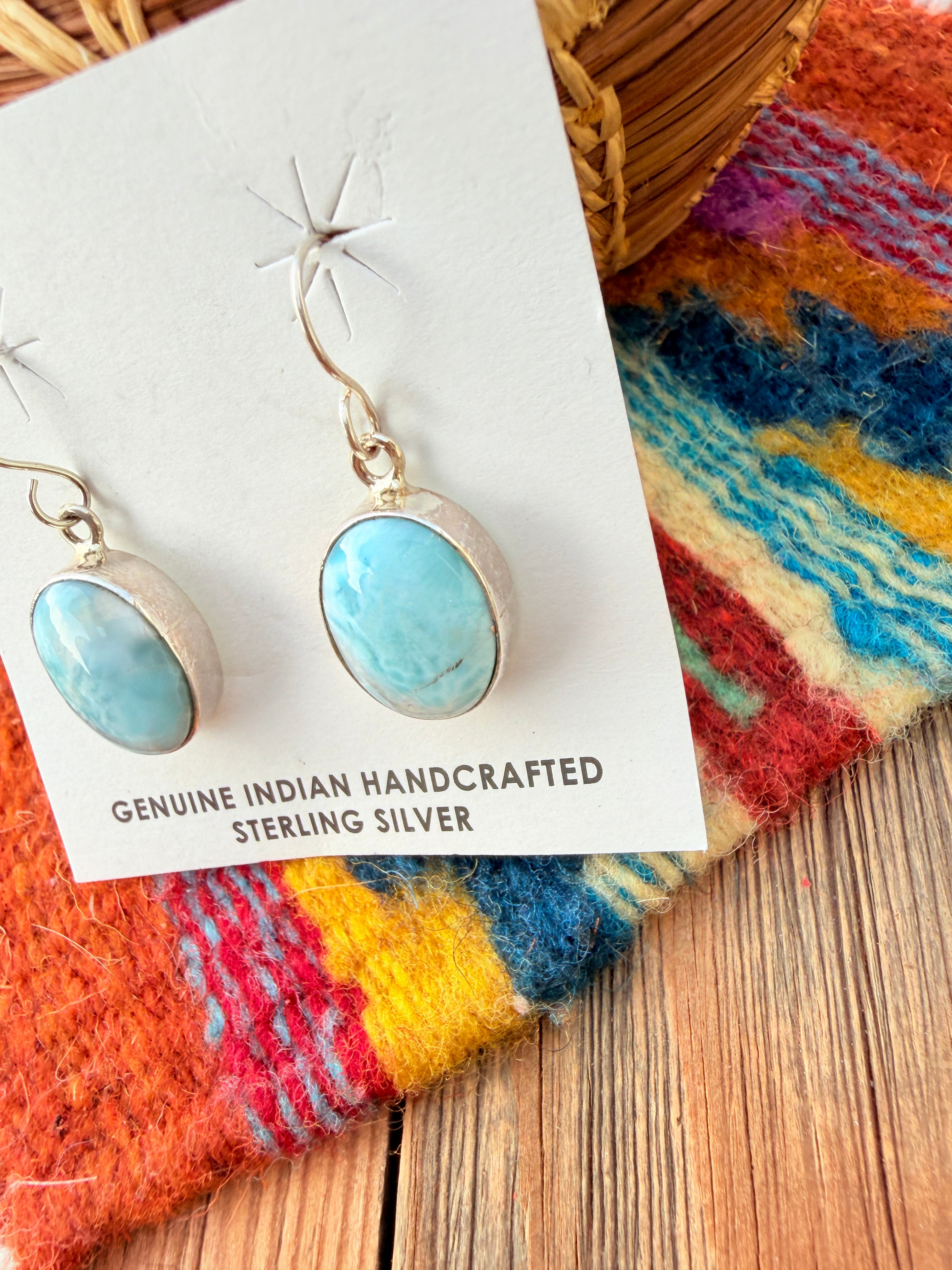 Handcrafted Larimar & Sterling Silver Dangle Earrings