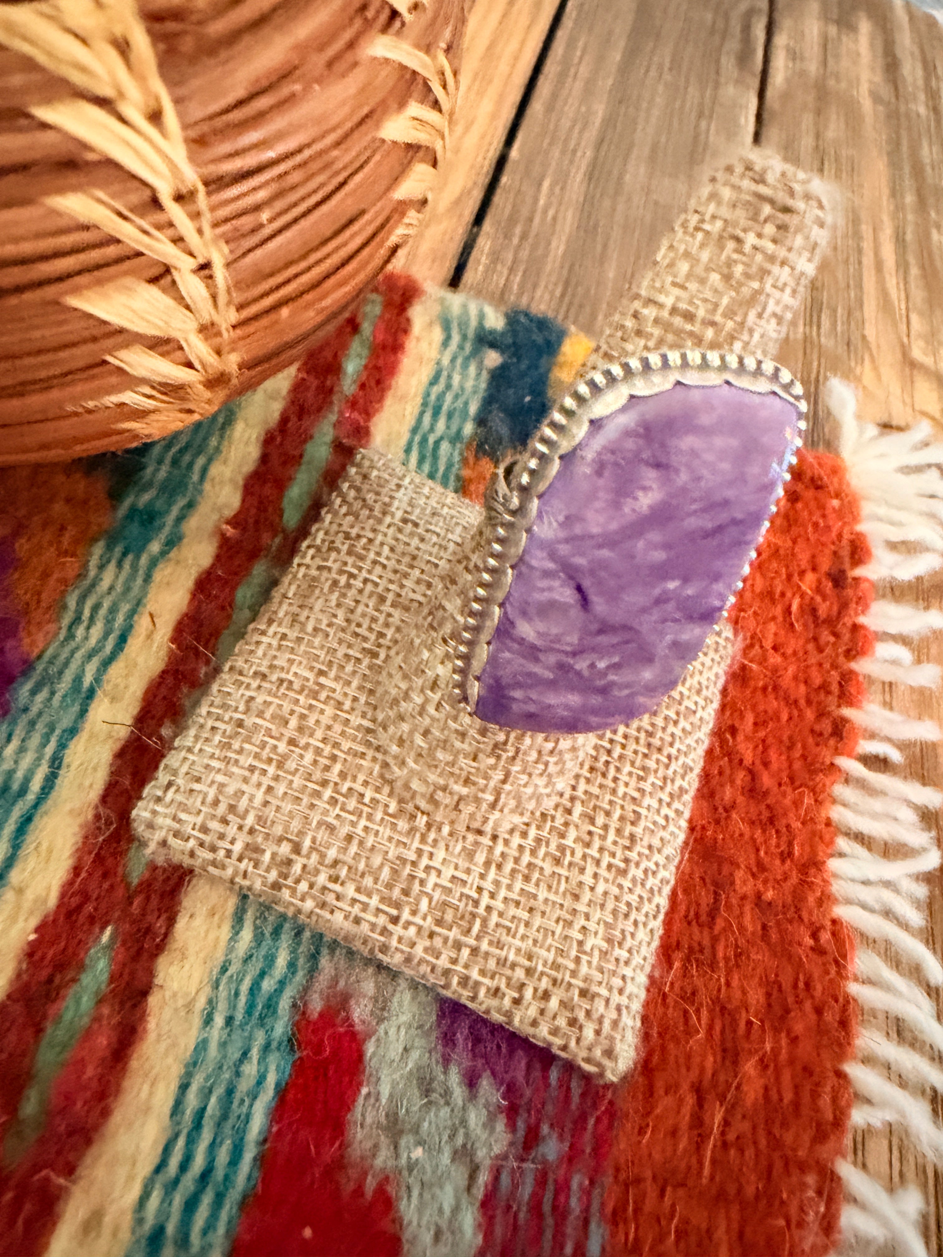 Handmade Sterling Silver and Charoite Adjustable Ring