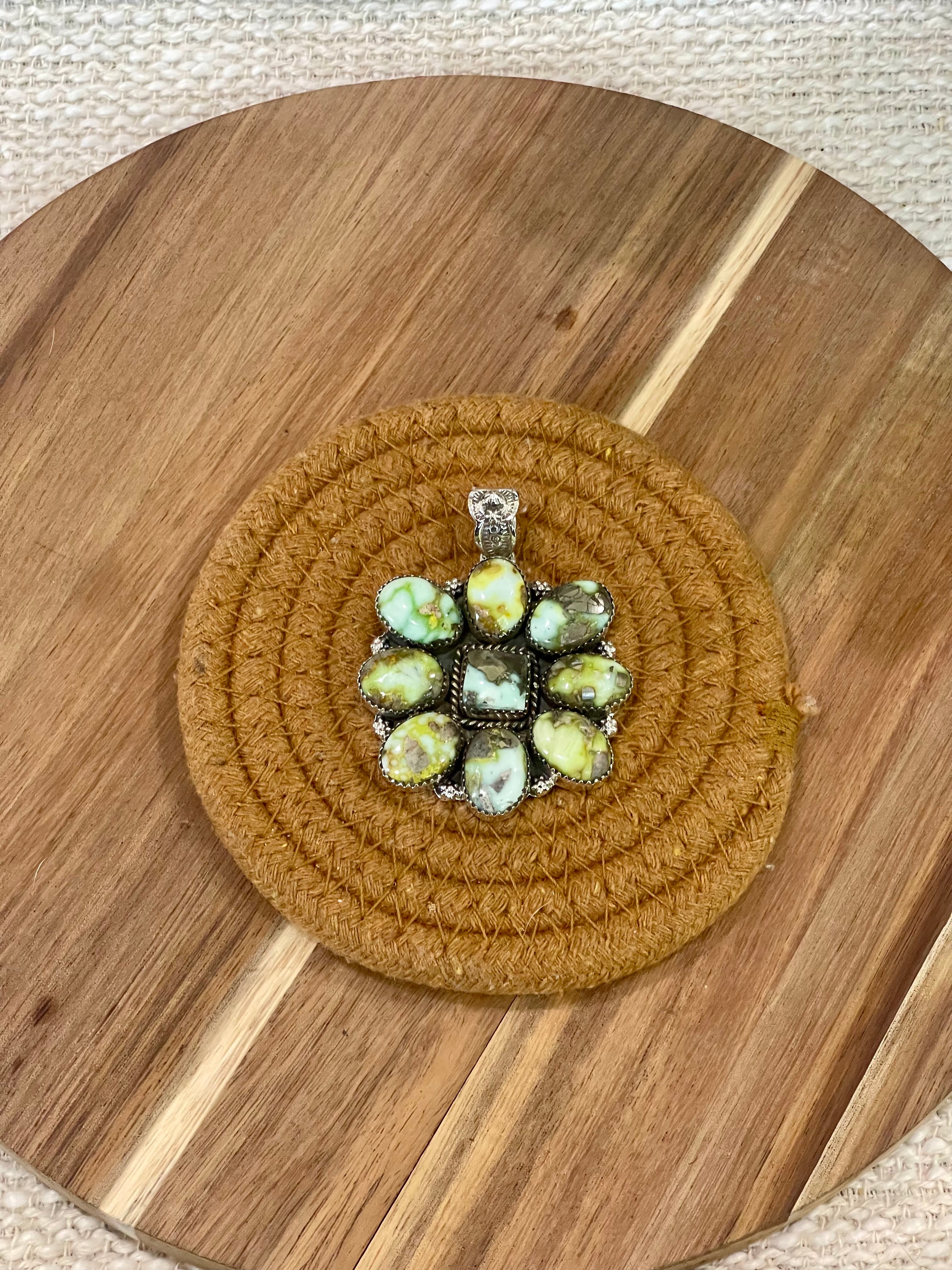 Handcrafted Sterling Silver & Palomino Cluster Pendant