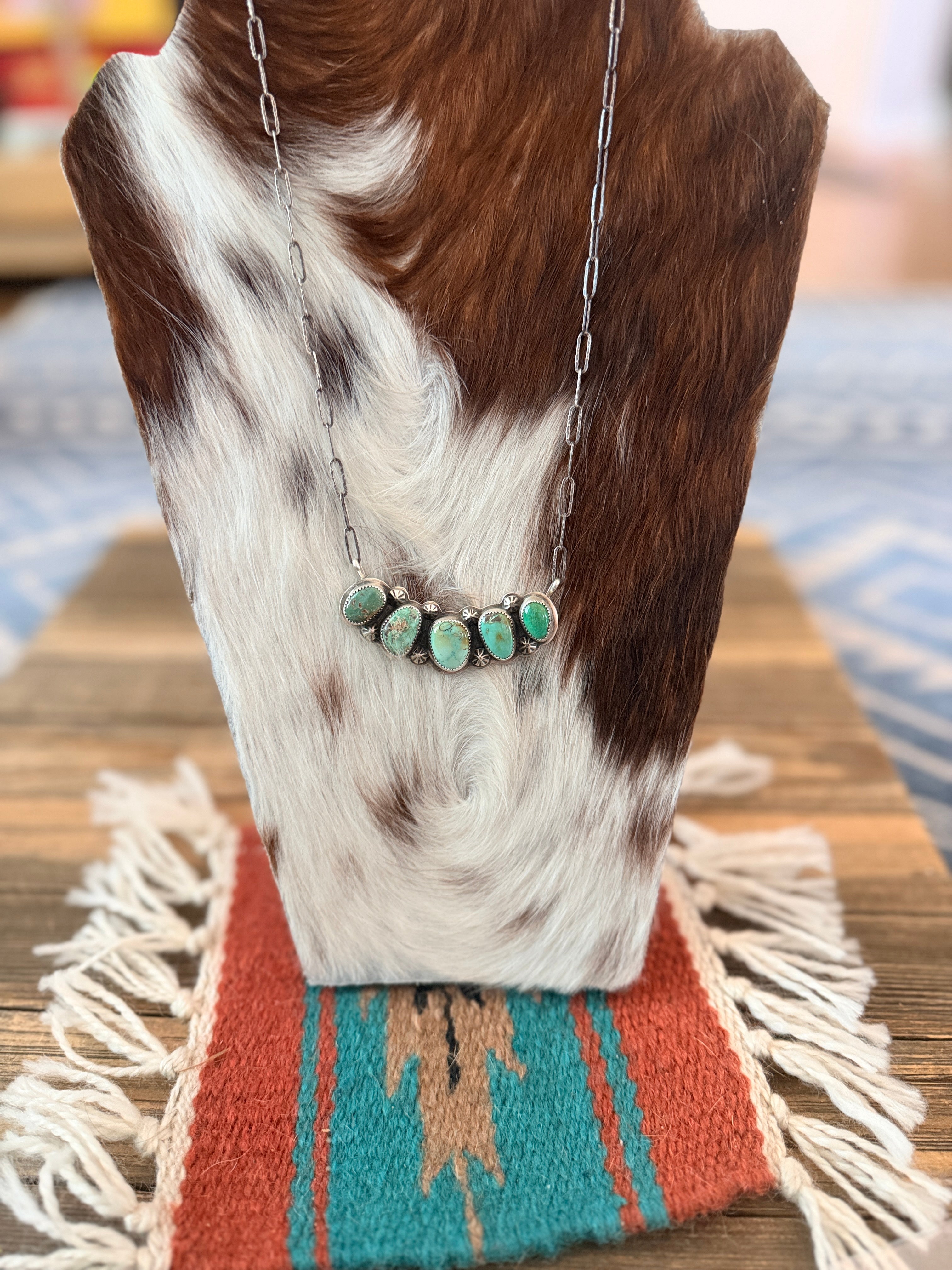 Handmade Sterling Silver & Carico Lake Turquoise Necklace