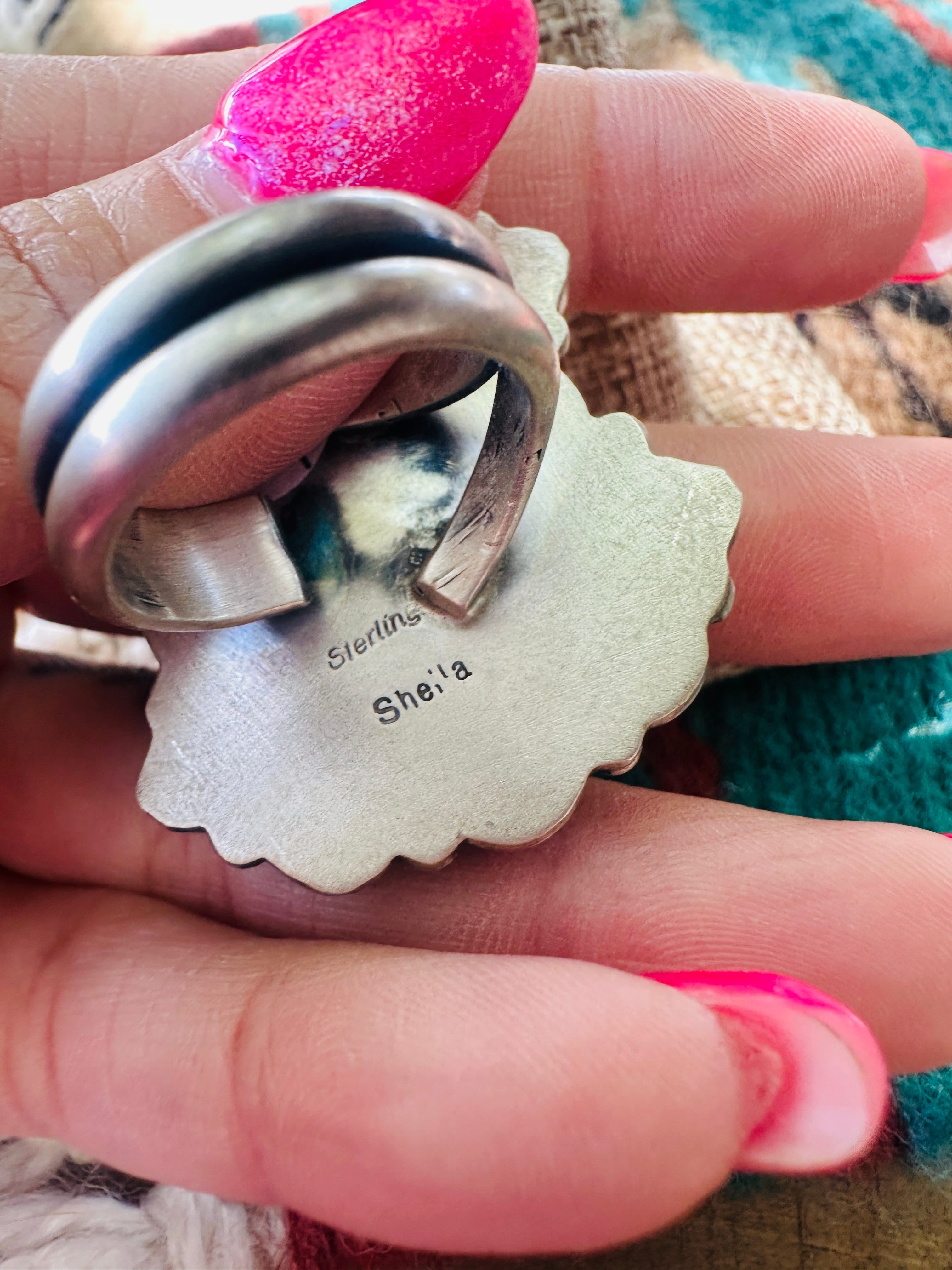 Handcrafted Sterling Silver & Multi Stone Cluster Adjustable Ring