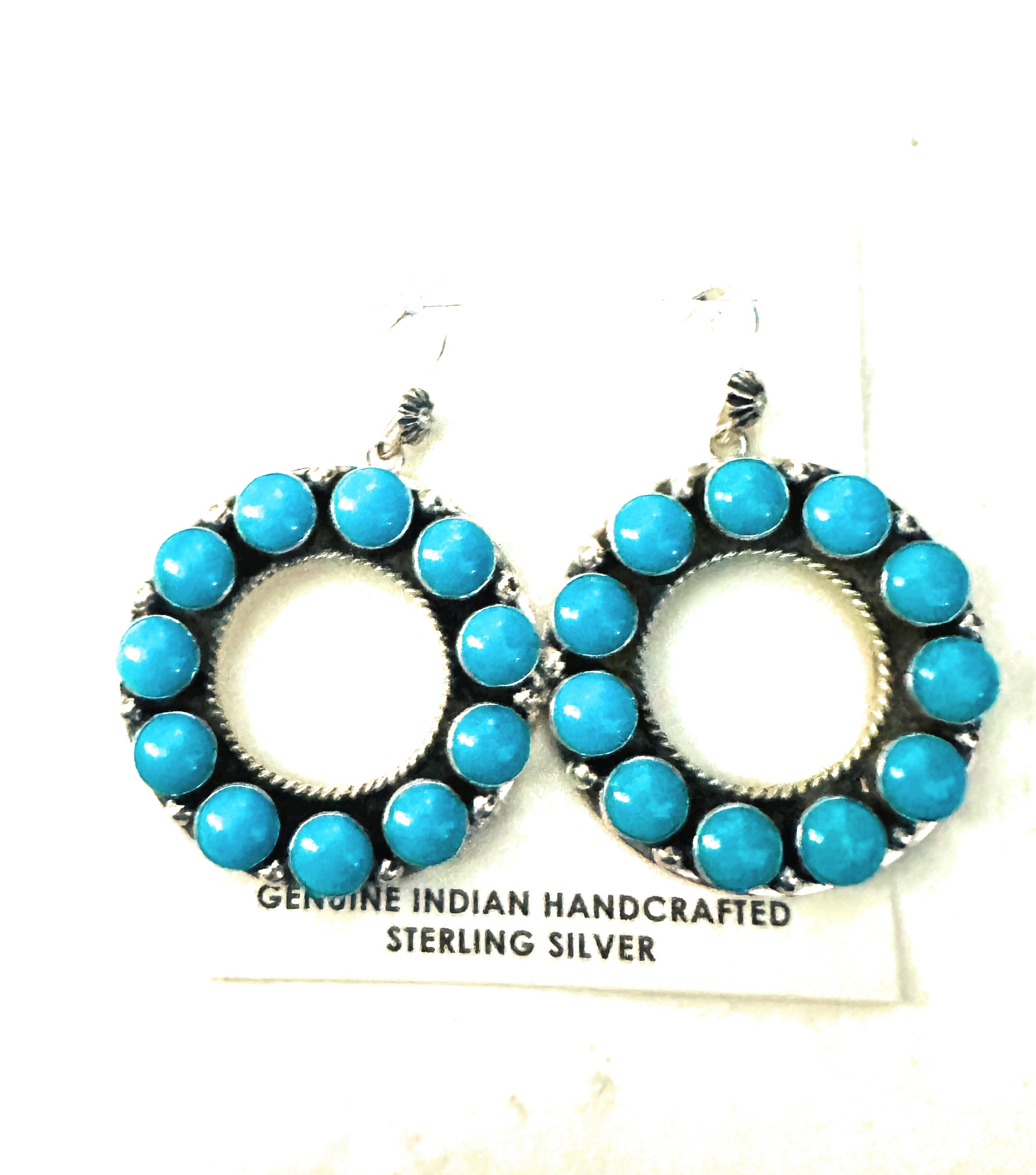 Handcrafted Sterling Silver & Sleeping Beauty Turquoise Cluster Dangle Earrings