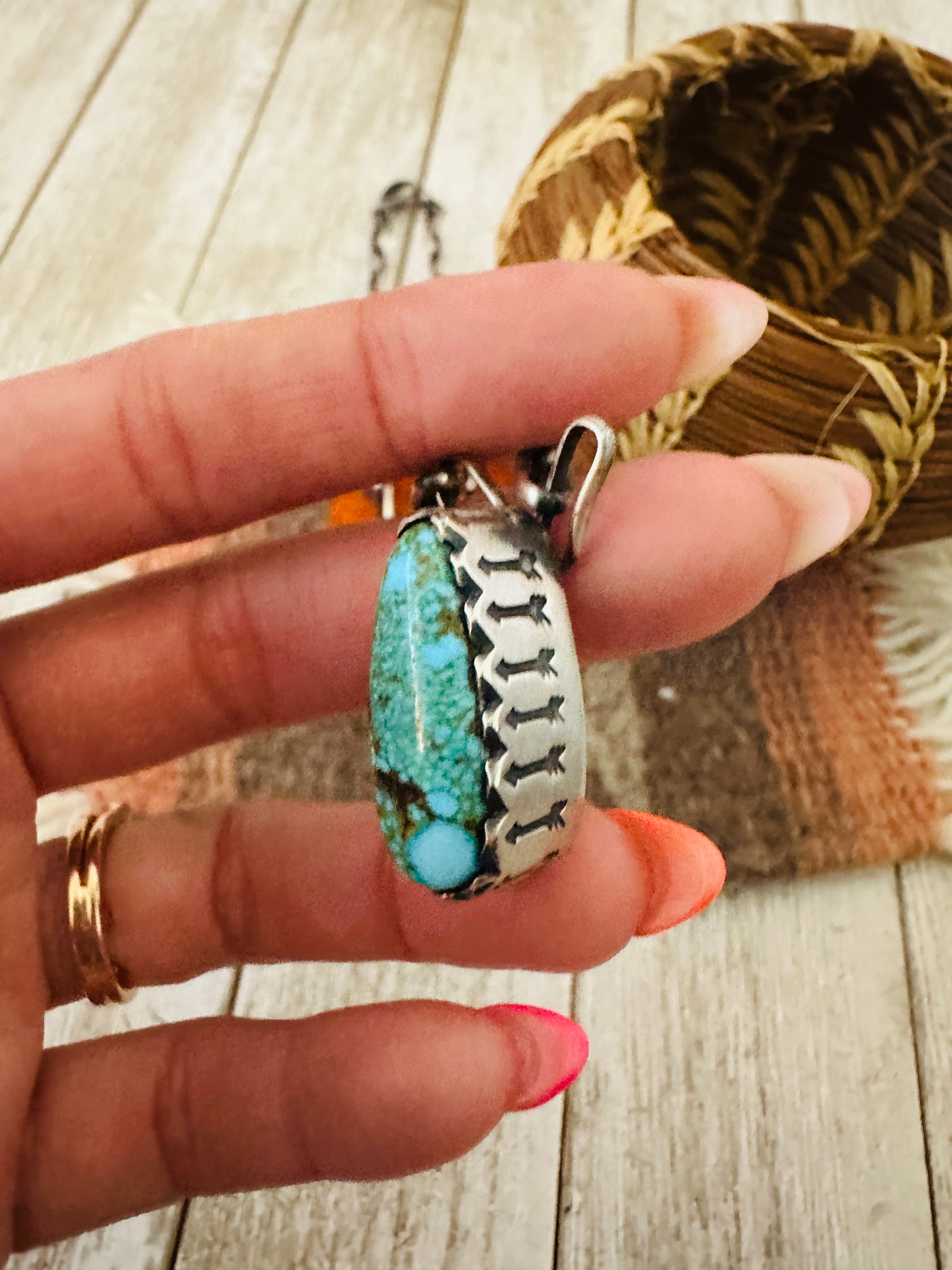 Handcrafted Turquoise & Sterling Silver Chain Necklace