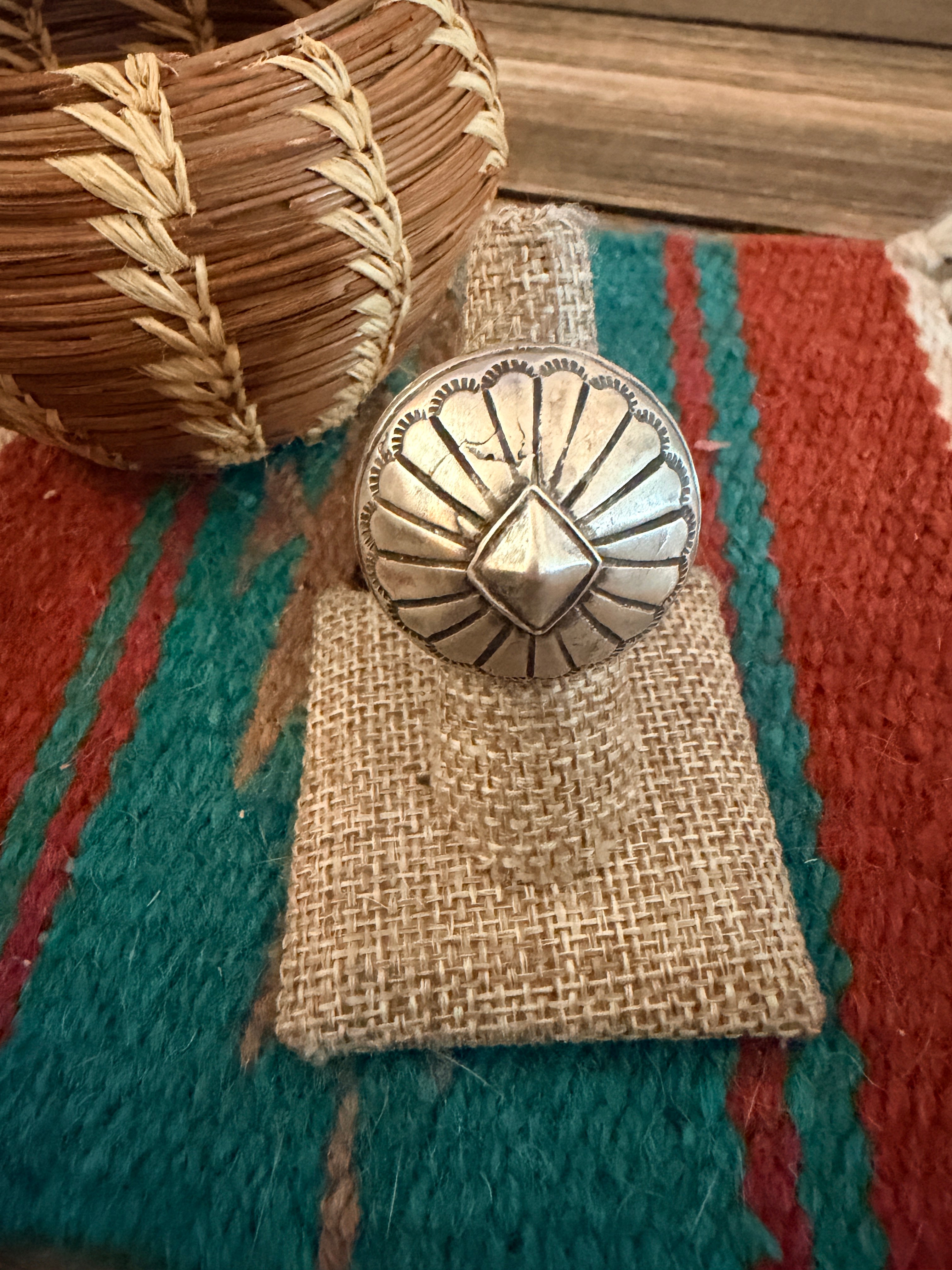 Handcrafted Sterling Silver Concho Ring Size 6.5 by Patrick Yazzie