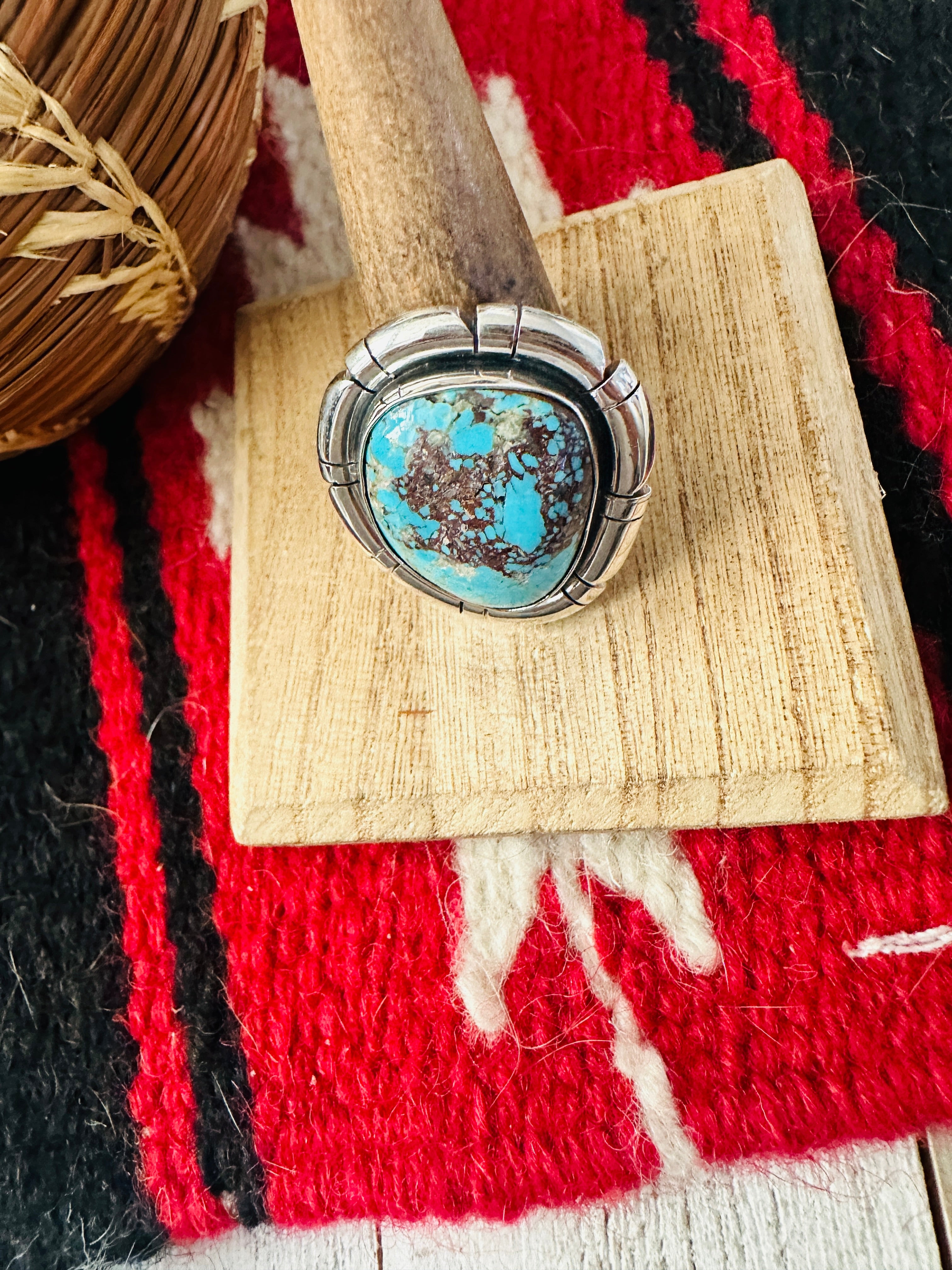 Handcrafted Sterling Silver & Turquoise Adjustable Ring