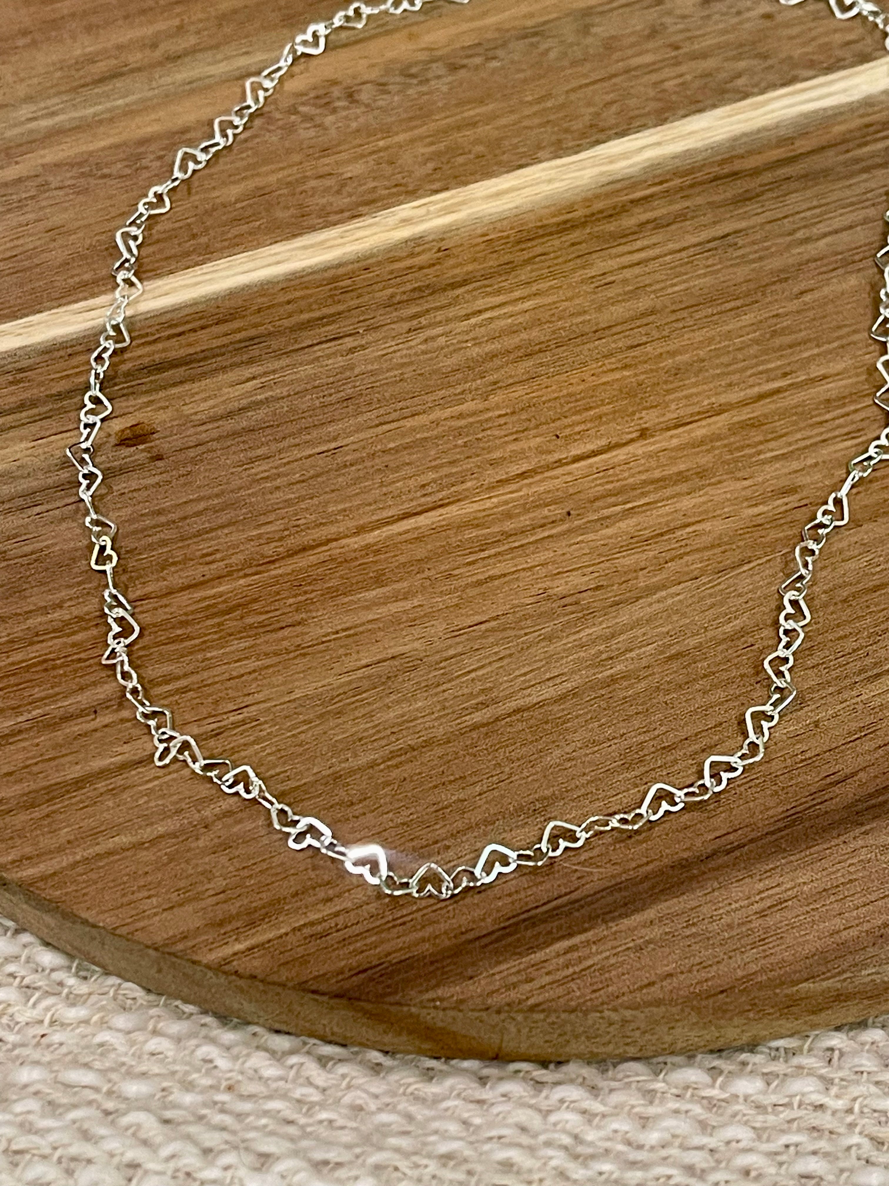 Handmade In Mexico Sterling Silver Chain Heart Necklace