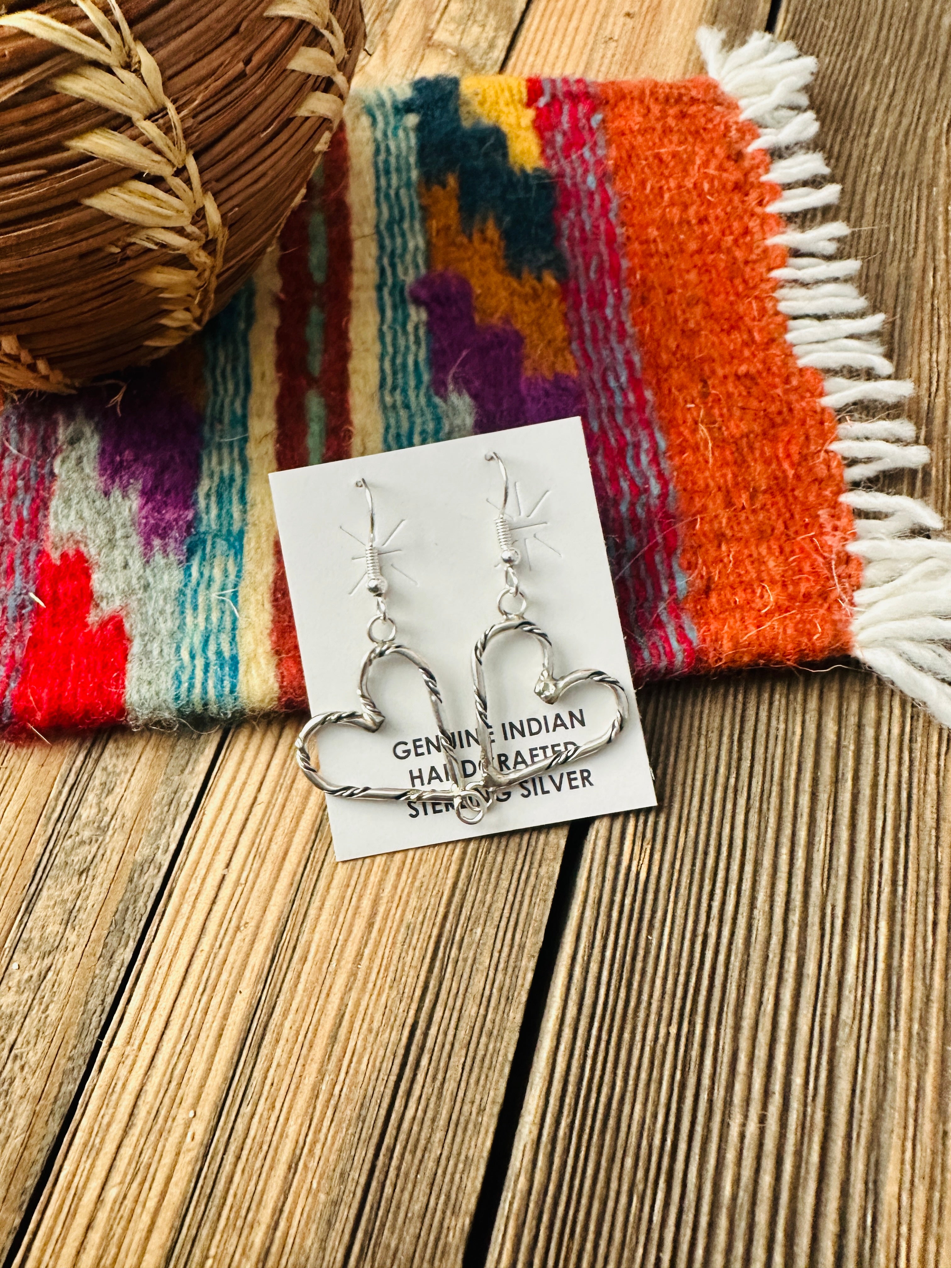 Handcrafted Sterling Silver Heart Dangle Earrings