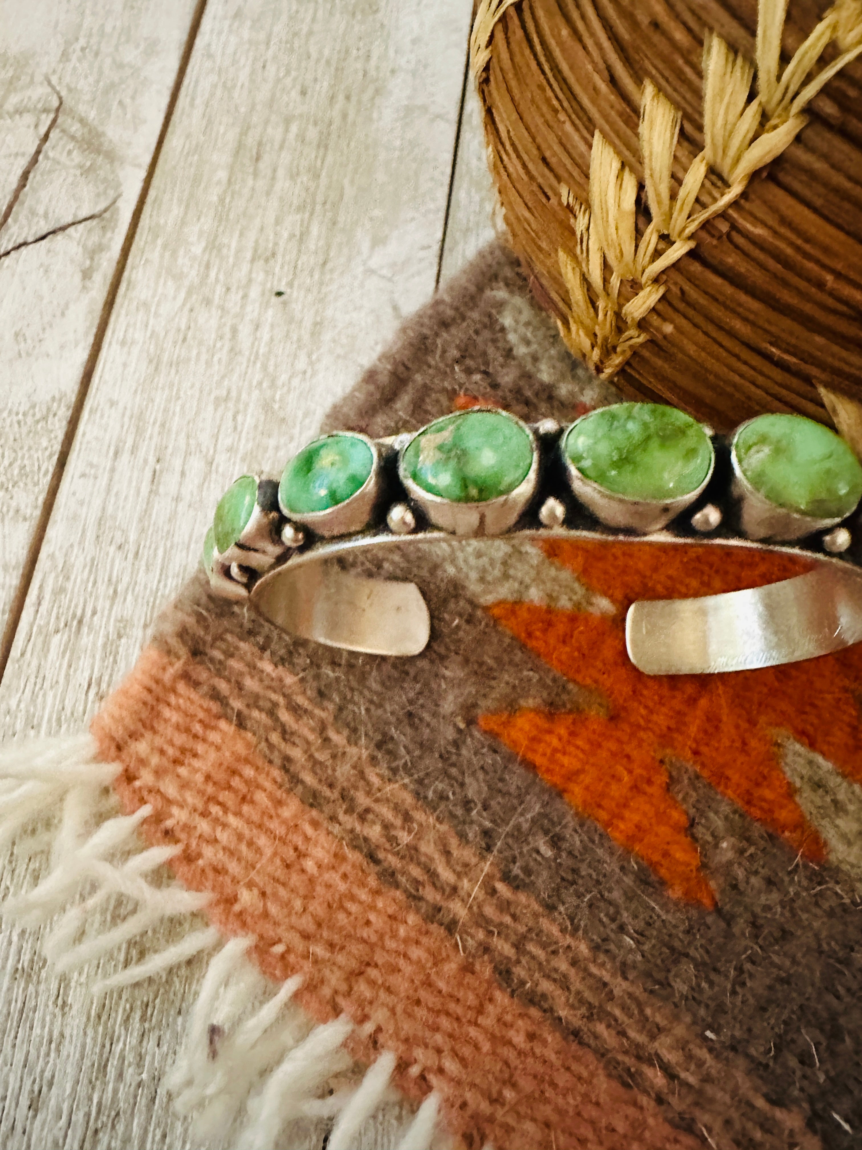 Handcrafted Sonoran Turquoise & Sterling Silver Cuff Bracelet by Bobby Johnson /