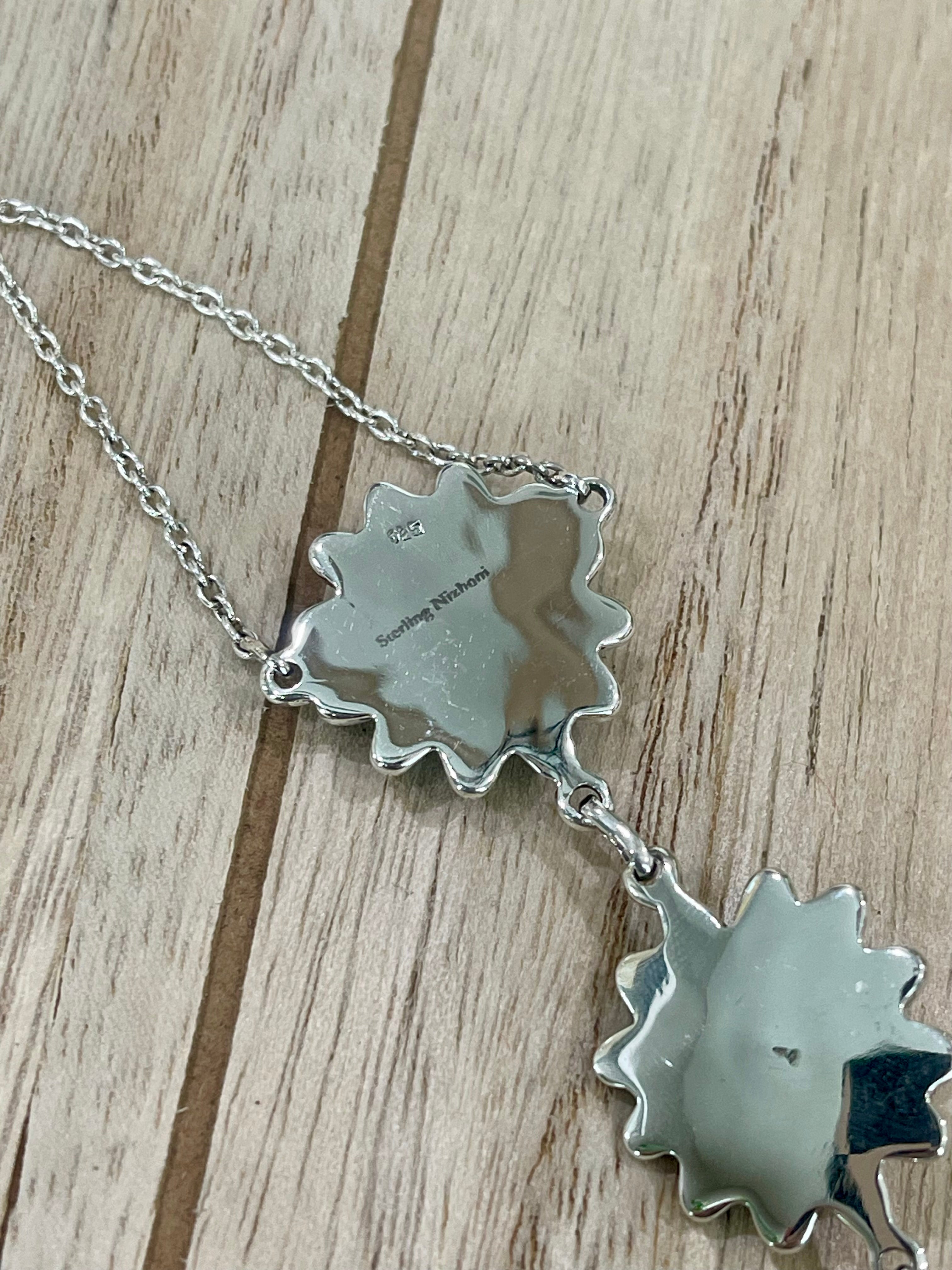 Handmade Sterling Silver & Turquoise Flower Drop Necklace