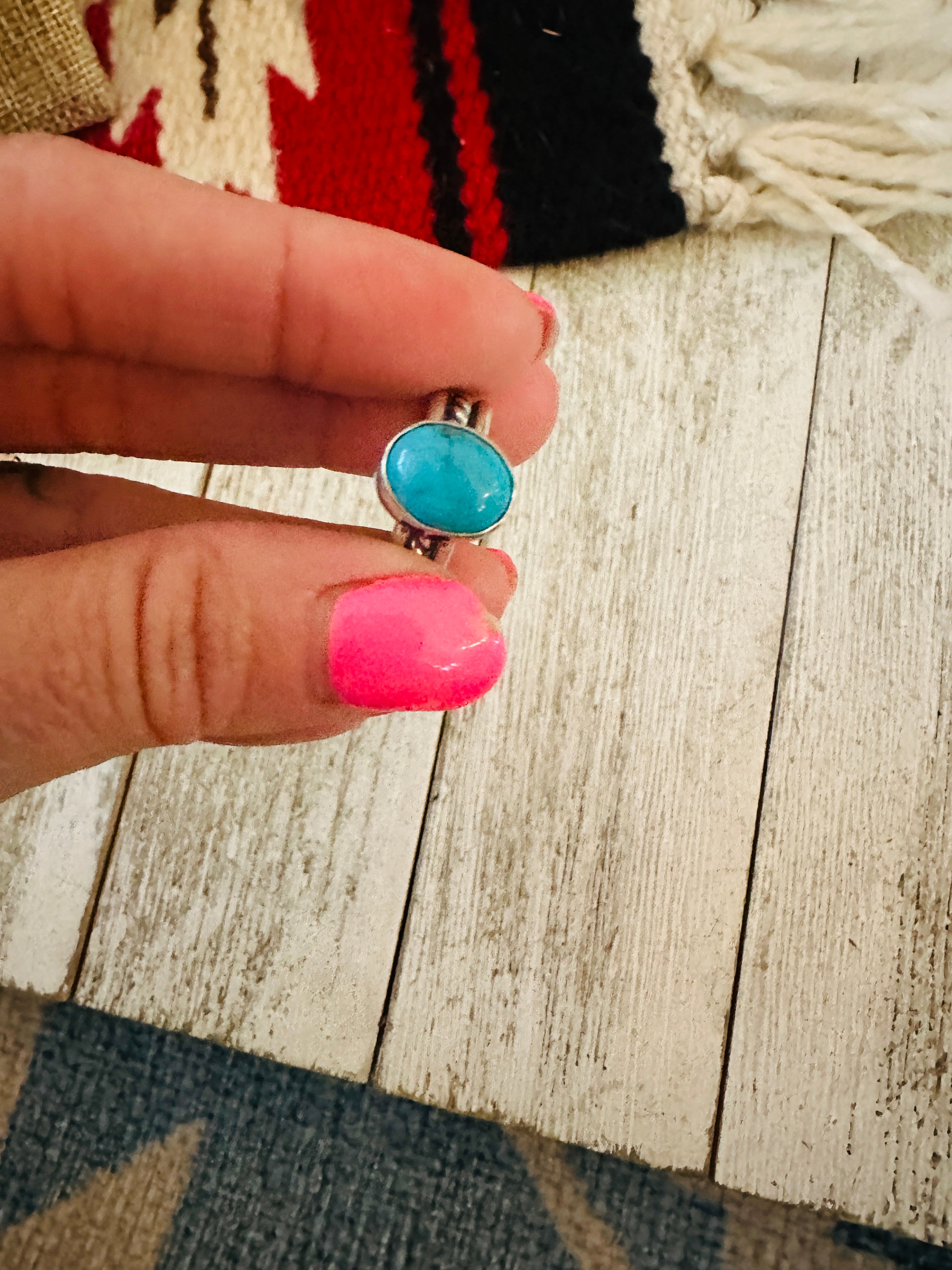 Navajo Turquoise & Sterling Silver Ring Size 4.5