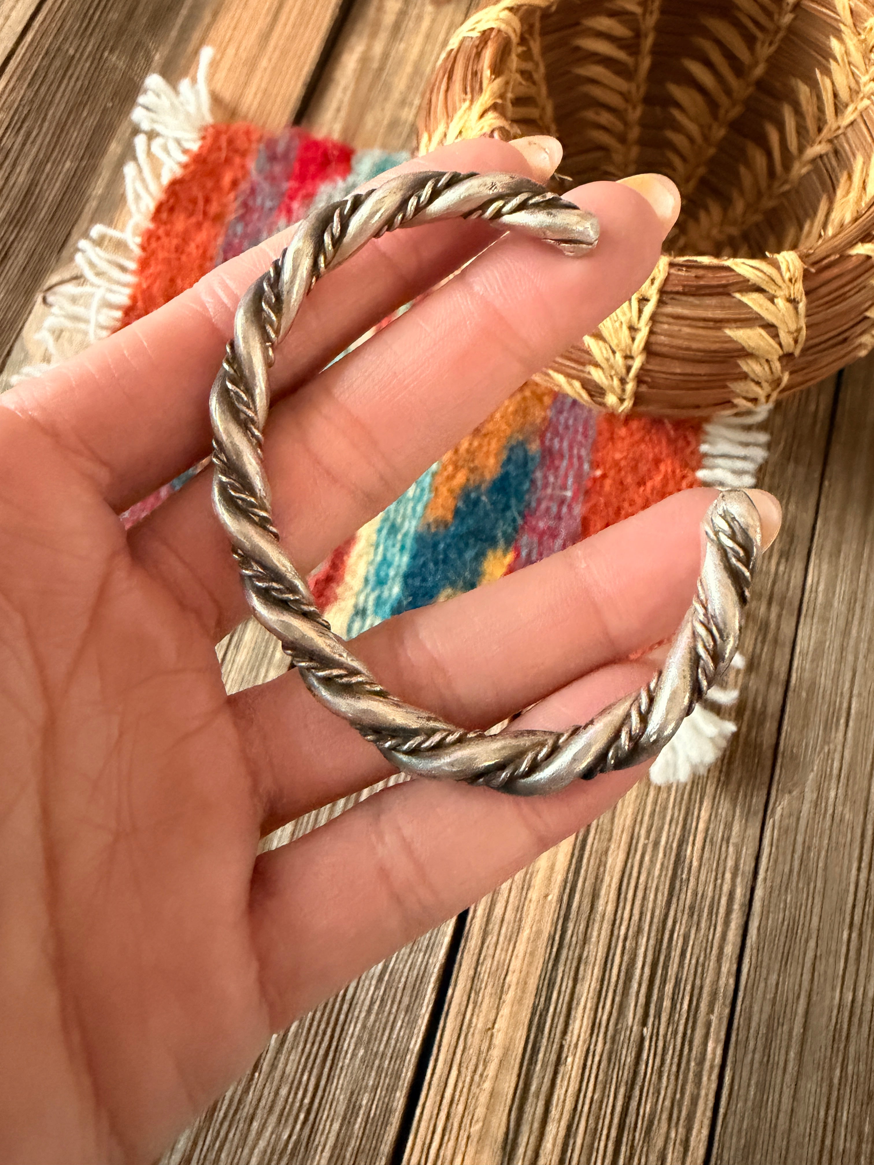 Handcrafted Old Pawn Twisted Sterling Silver Cuff Bracelet