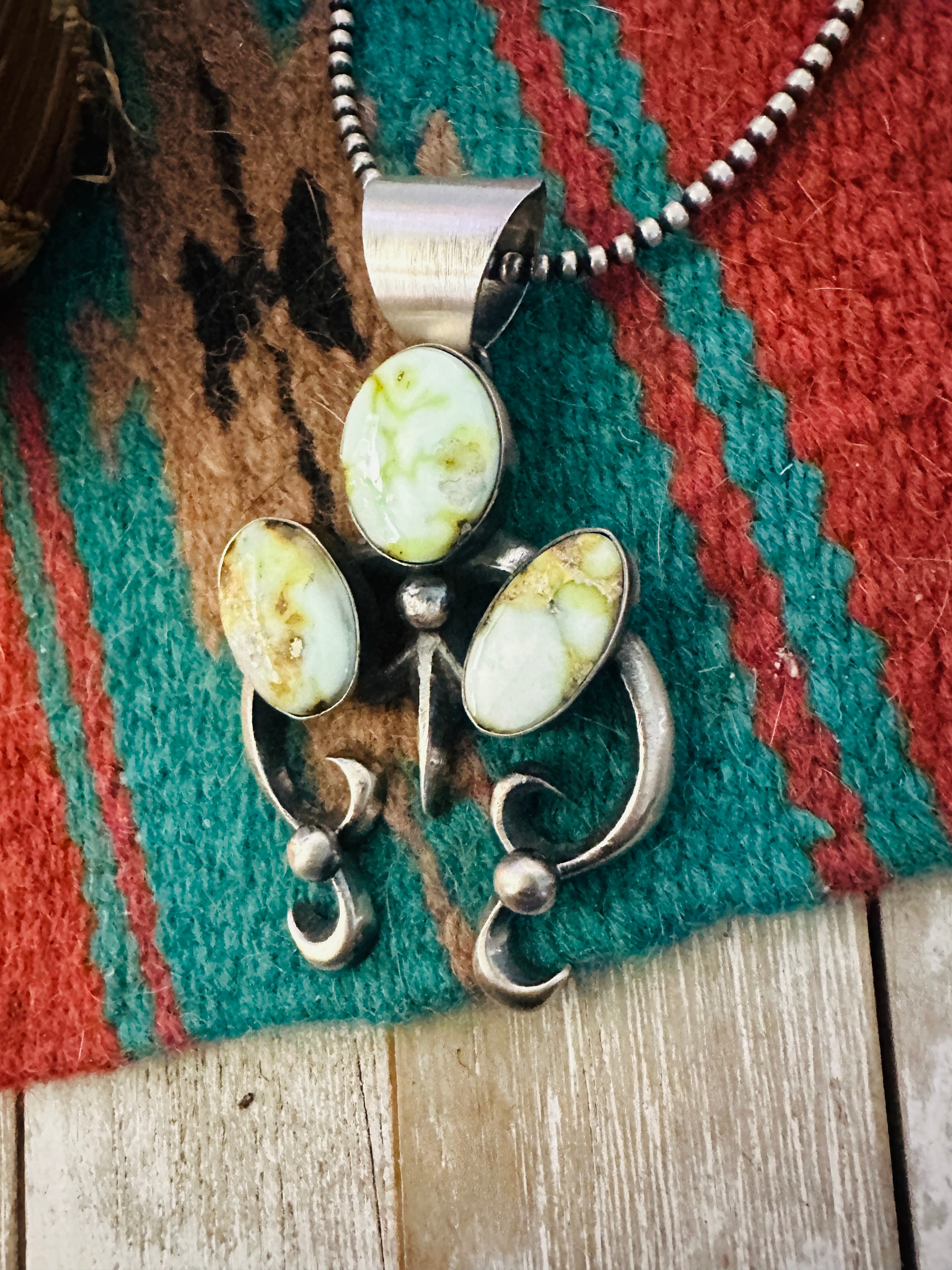 Handcrafted Sterling Silver & Palomino Turquoise Naja Pendant by Chimney Butte