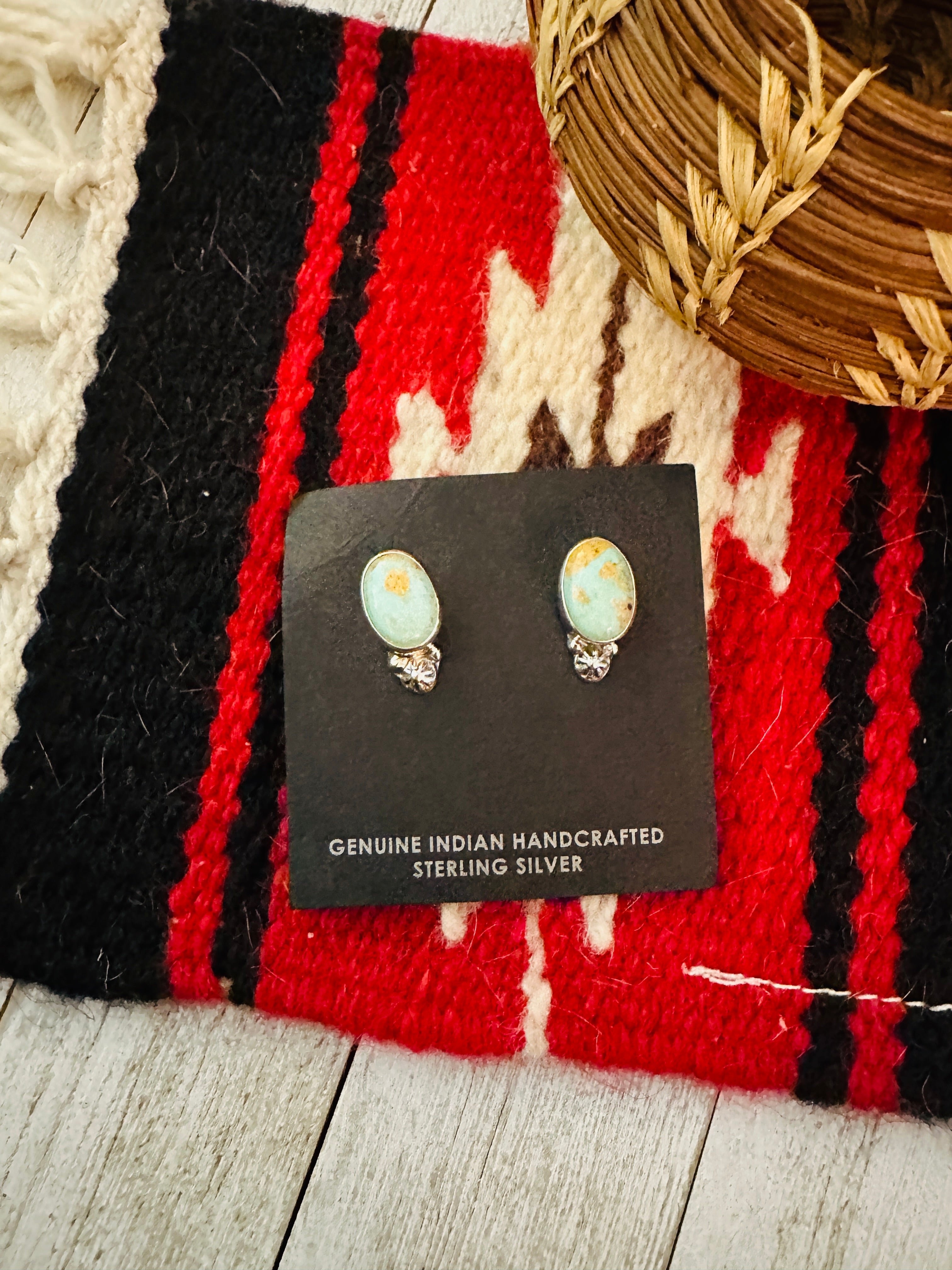 Handcrafted Sterling Silver & Turquoise Stud Post Earrings