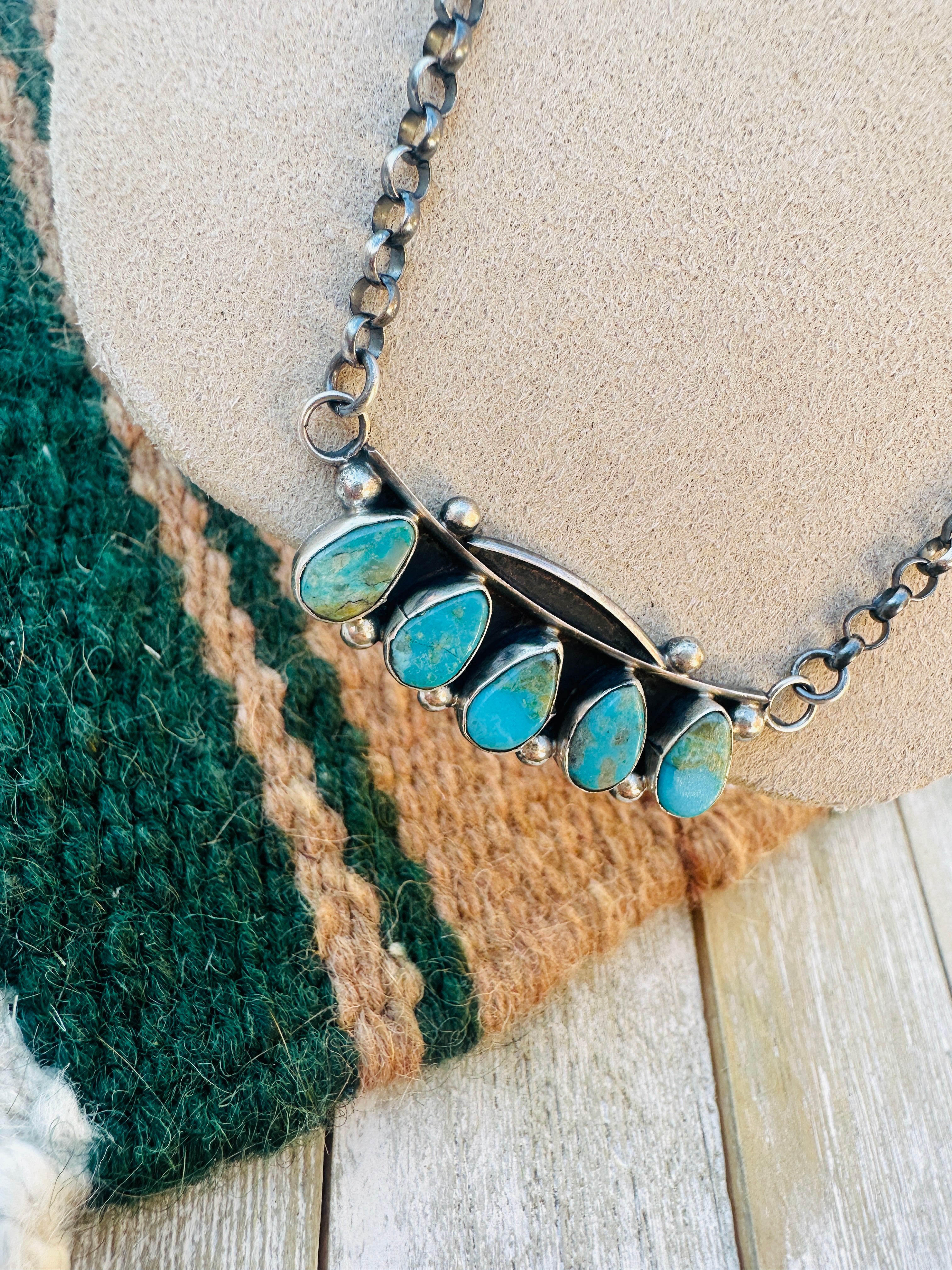 Handcrafted Turquoise & Sterling Silver Necklace by Jacqueline Silver