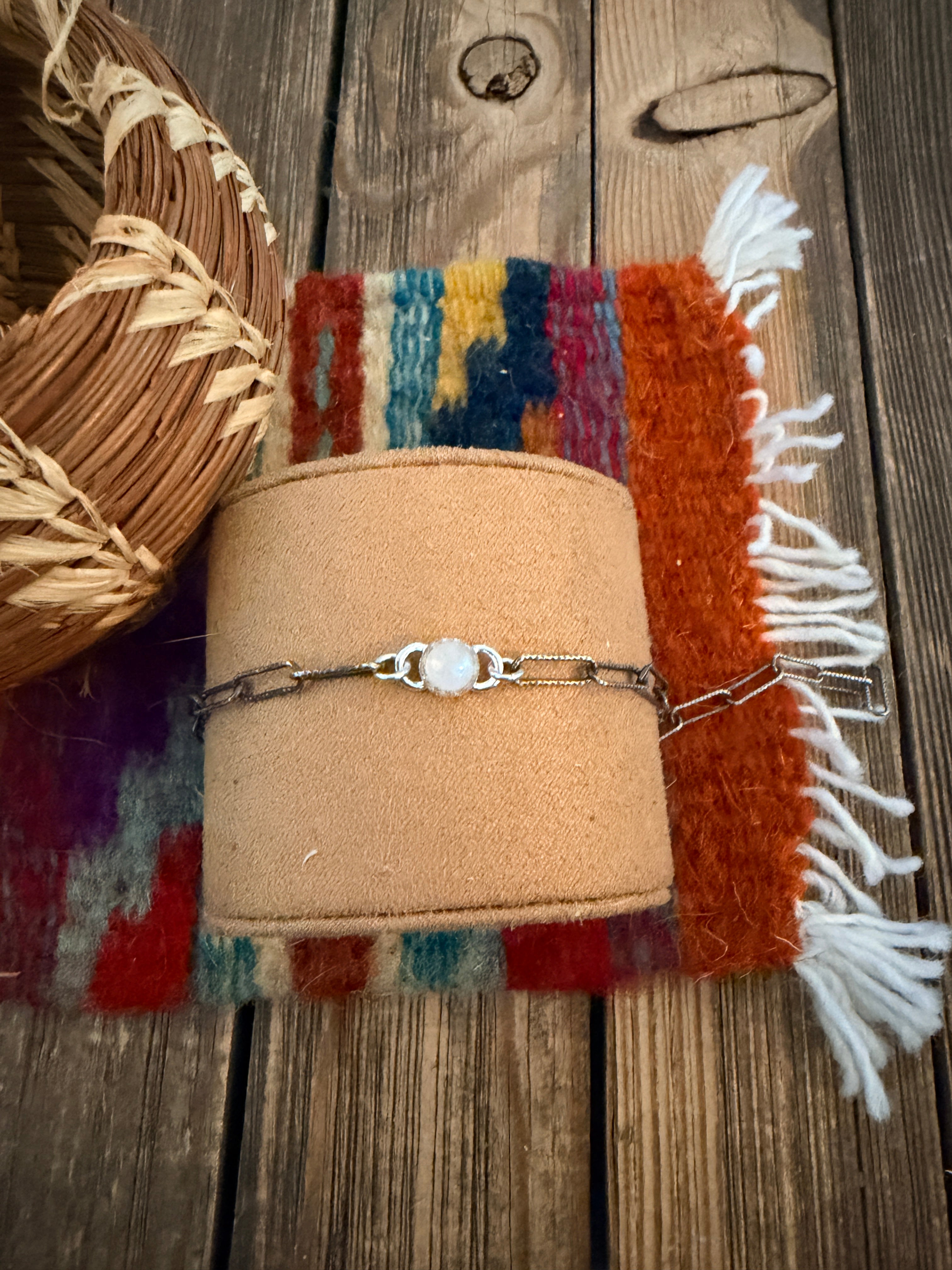 Handmade Moonstone & Sterling Silver Anklet