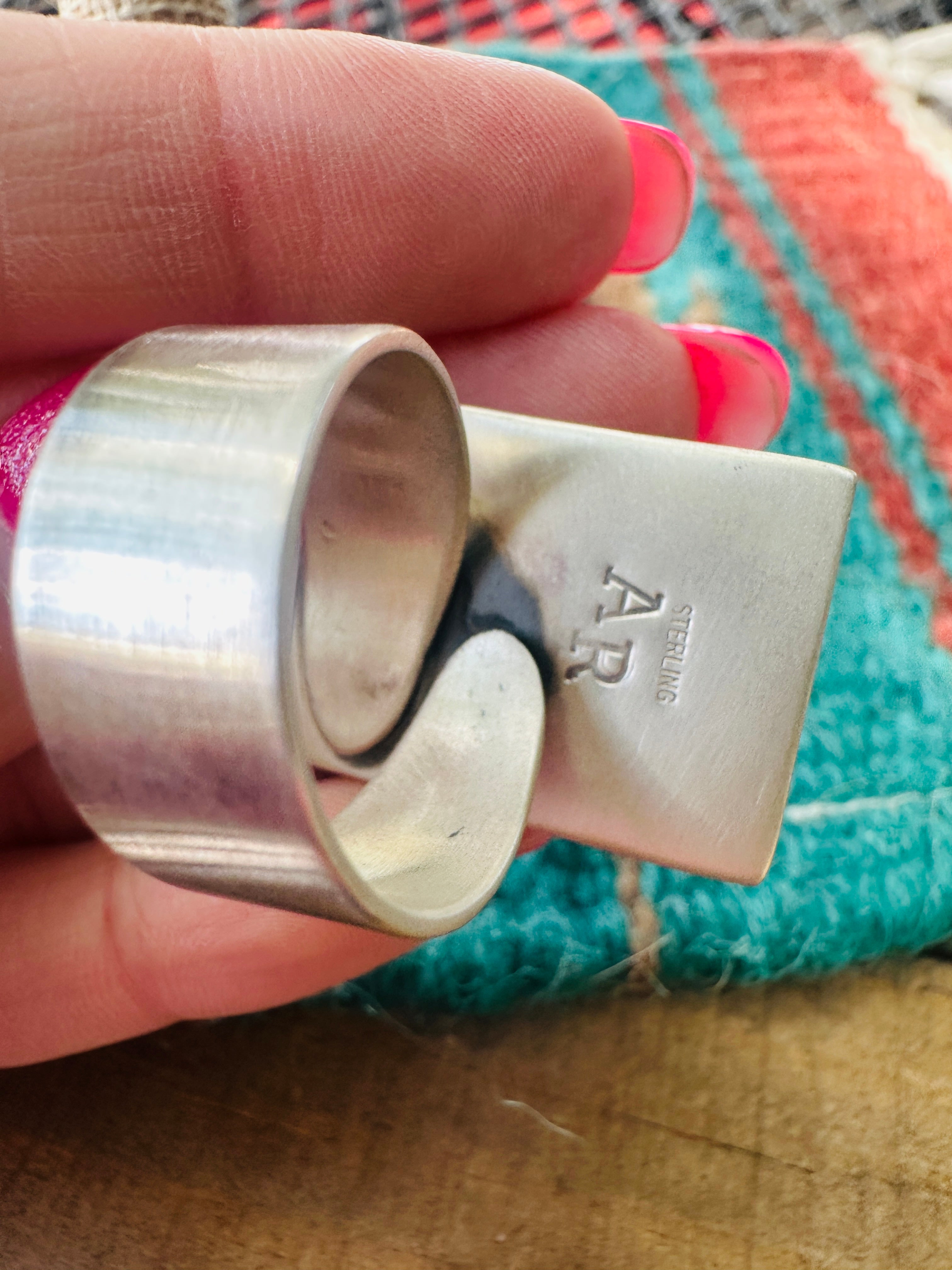Handcrafted Sonoran Mountain Turquoise & Sterling Silver Adjustable Ring