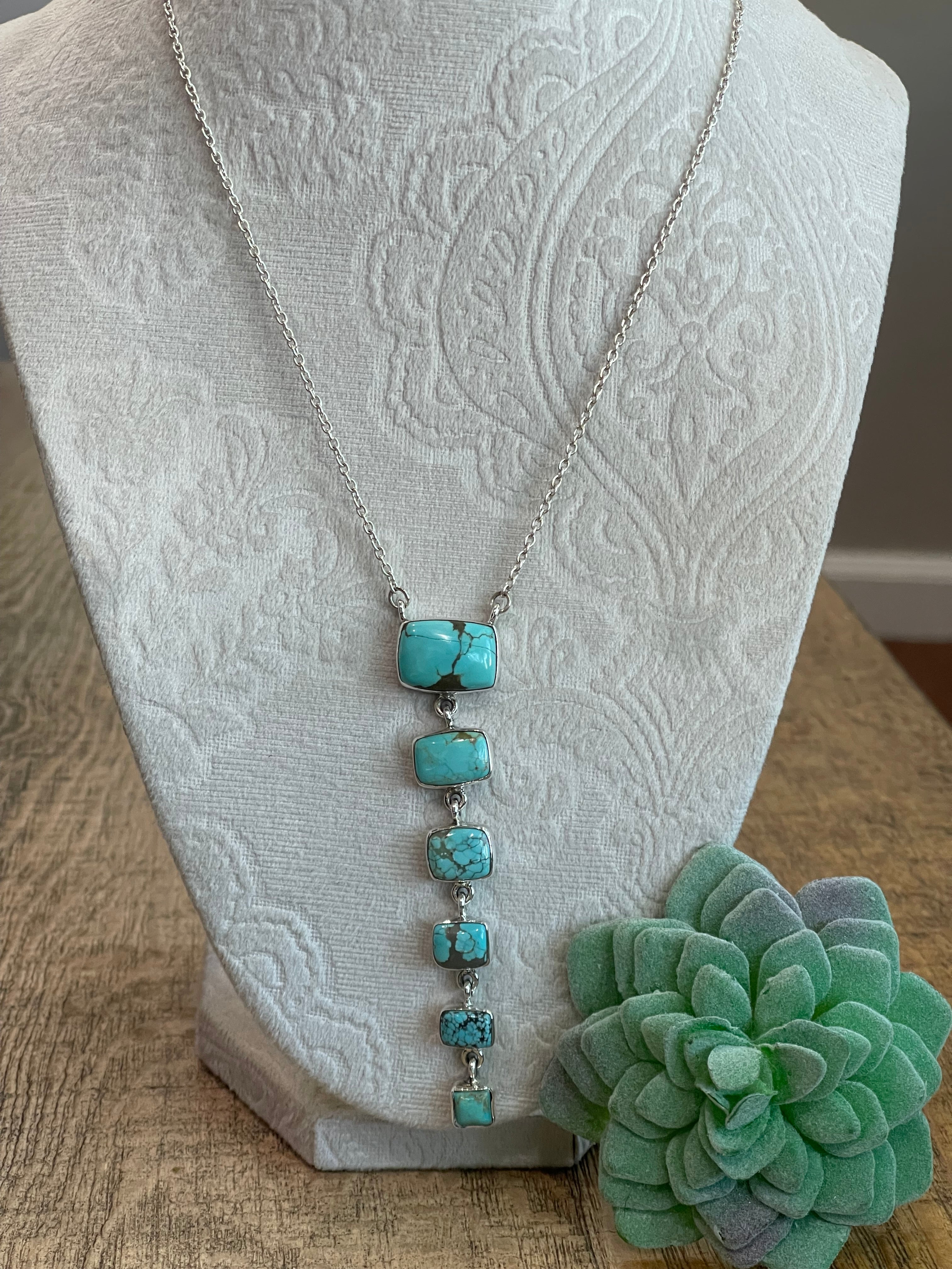 Handmade Sterling Silver, Turquoise Drop Necklace