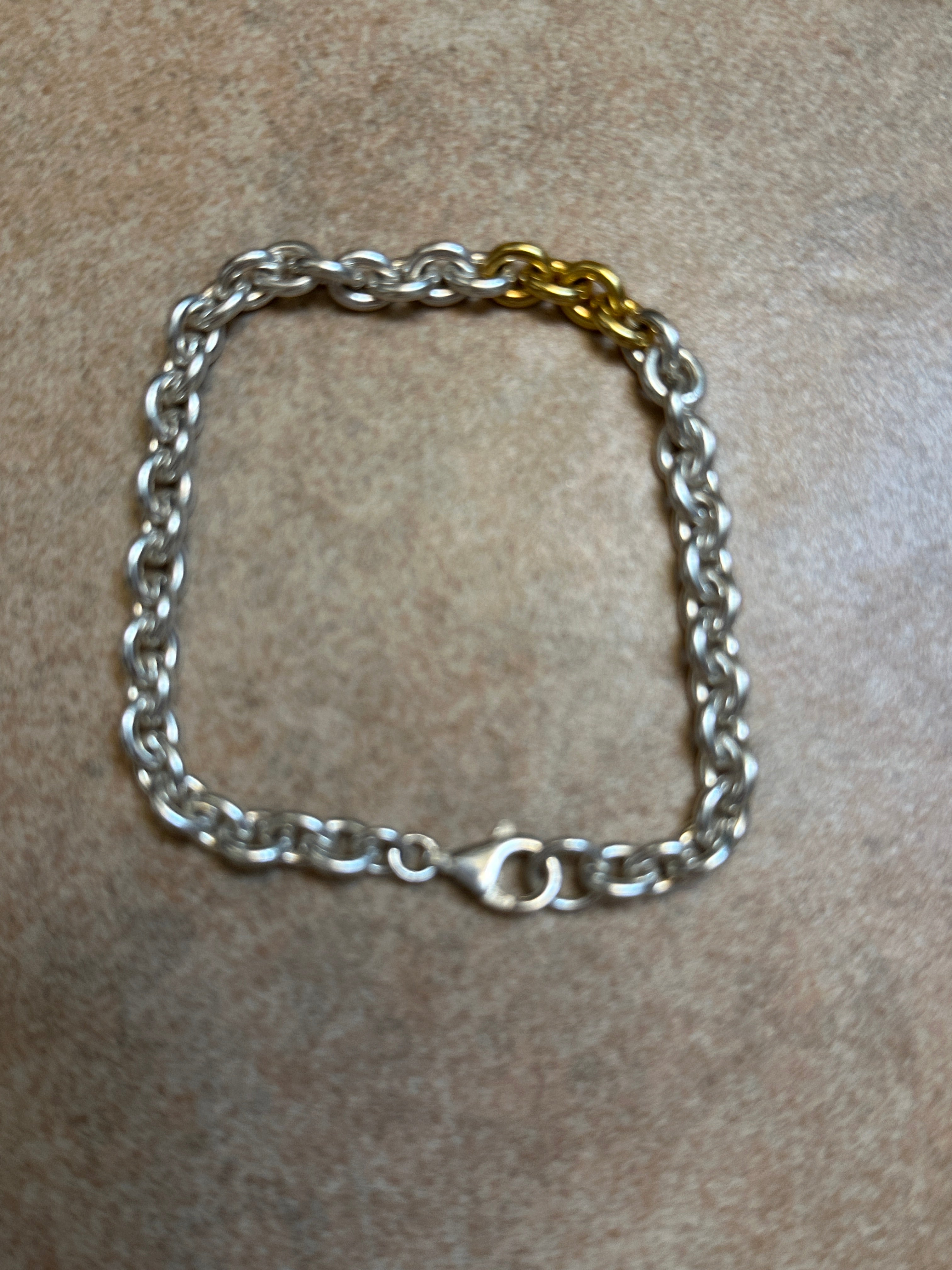 Oval Links Bracelet w/ Gold Detail