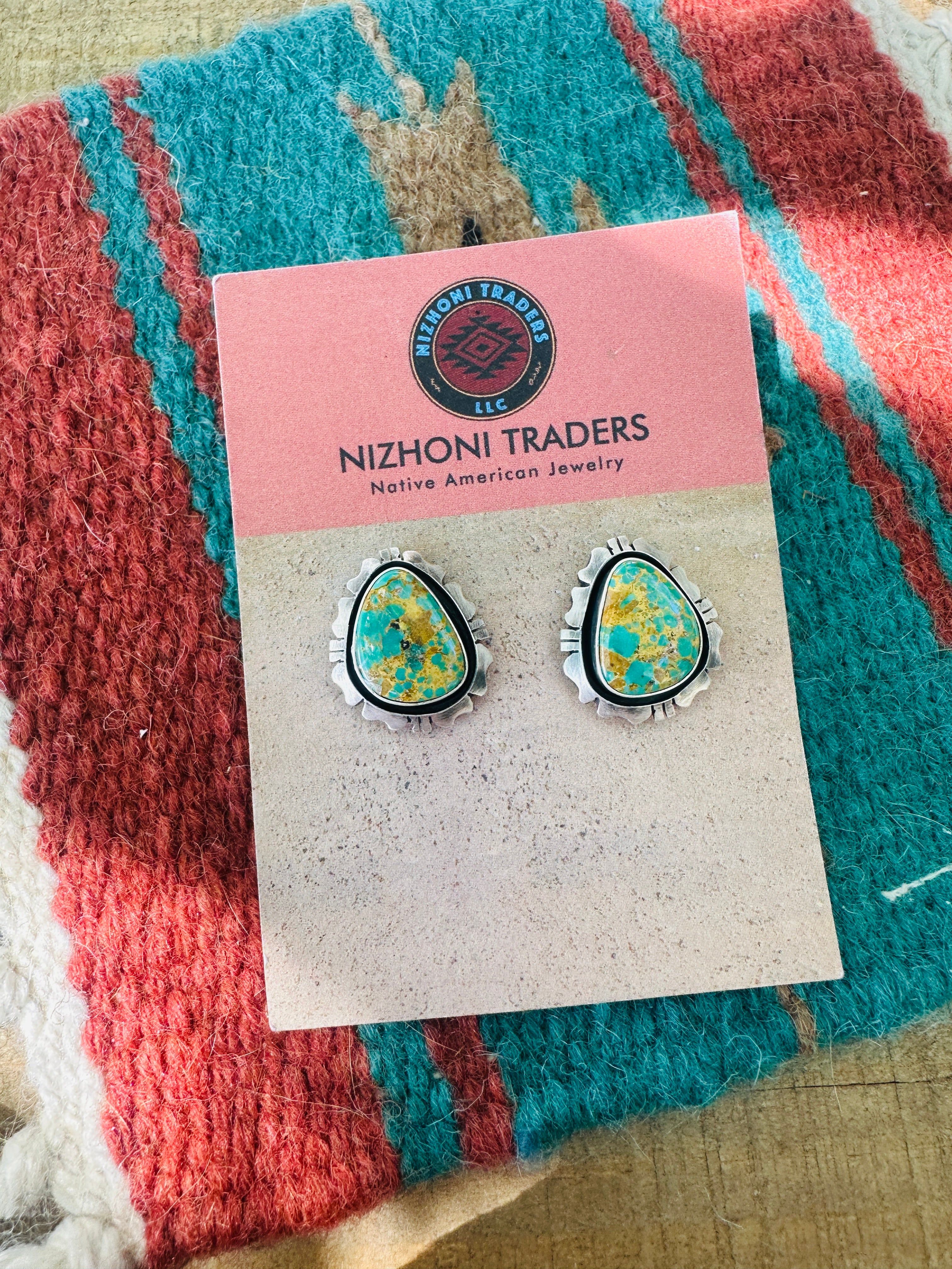 Handcrafted Sterling Silver & Royston Turquoise Post Earrings
