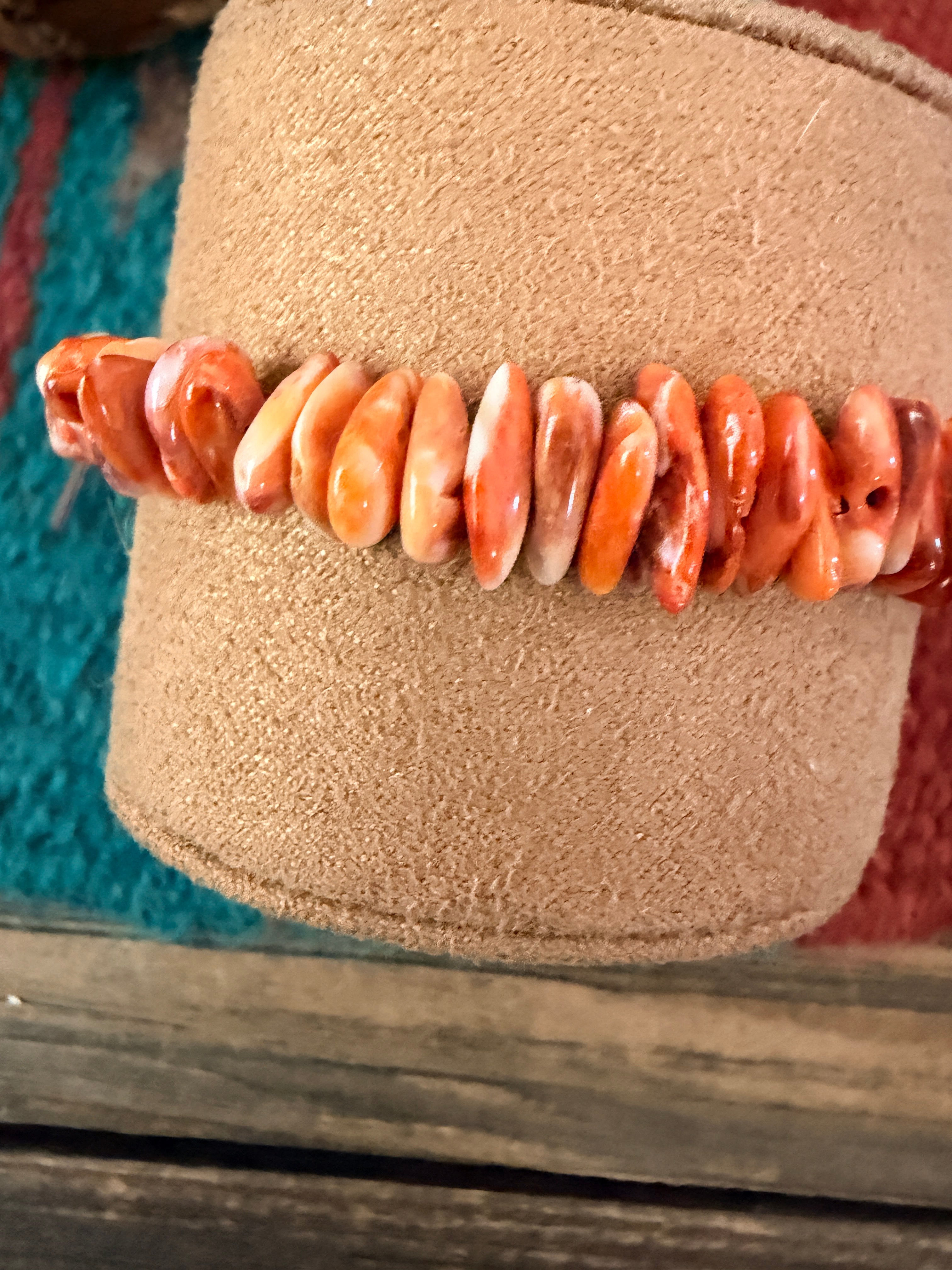 Handcrafted Orange Spiny Oyster Beaded Bracelet