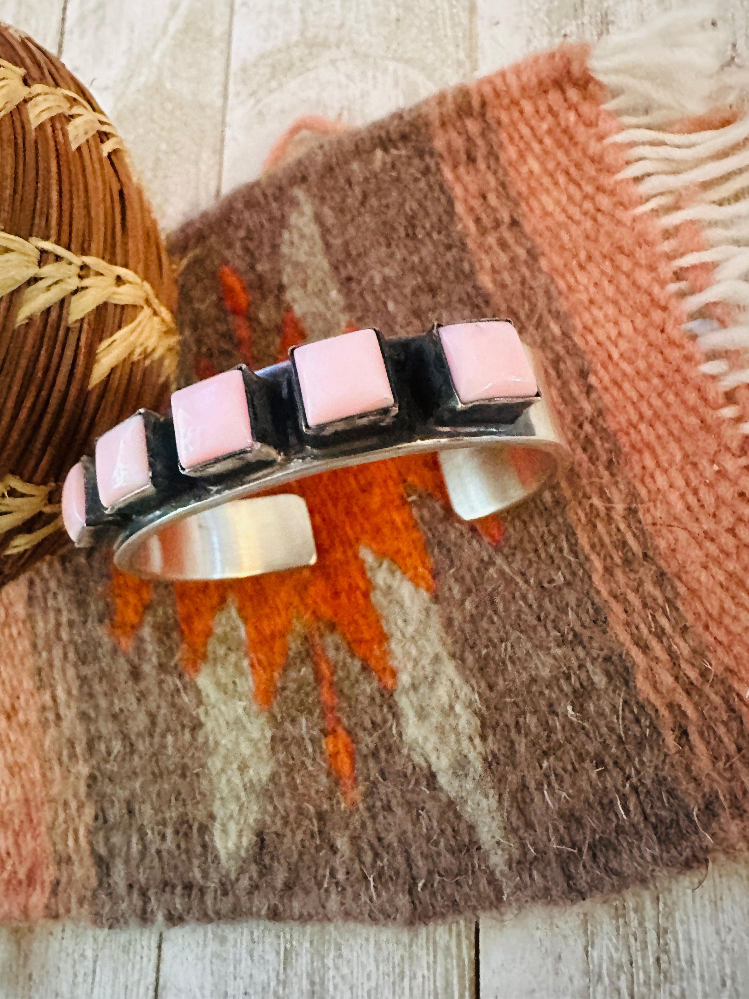 Handcrafted Sterling Silver & Queen Pink Conch Cuff Bracelet by Chimney Butte