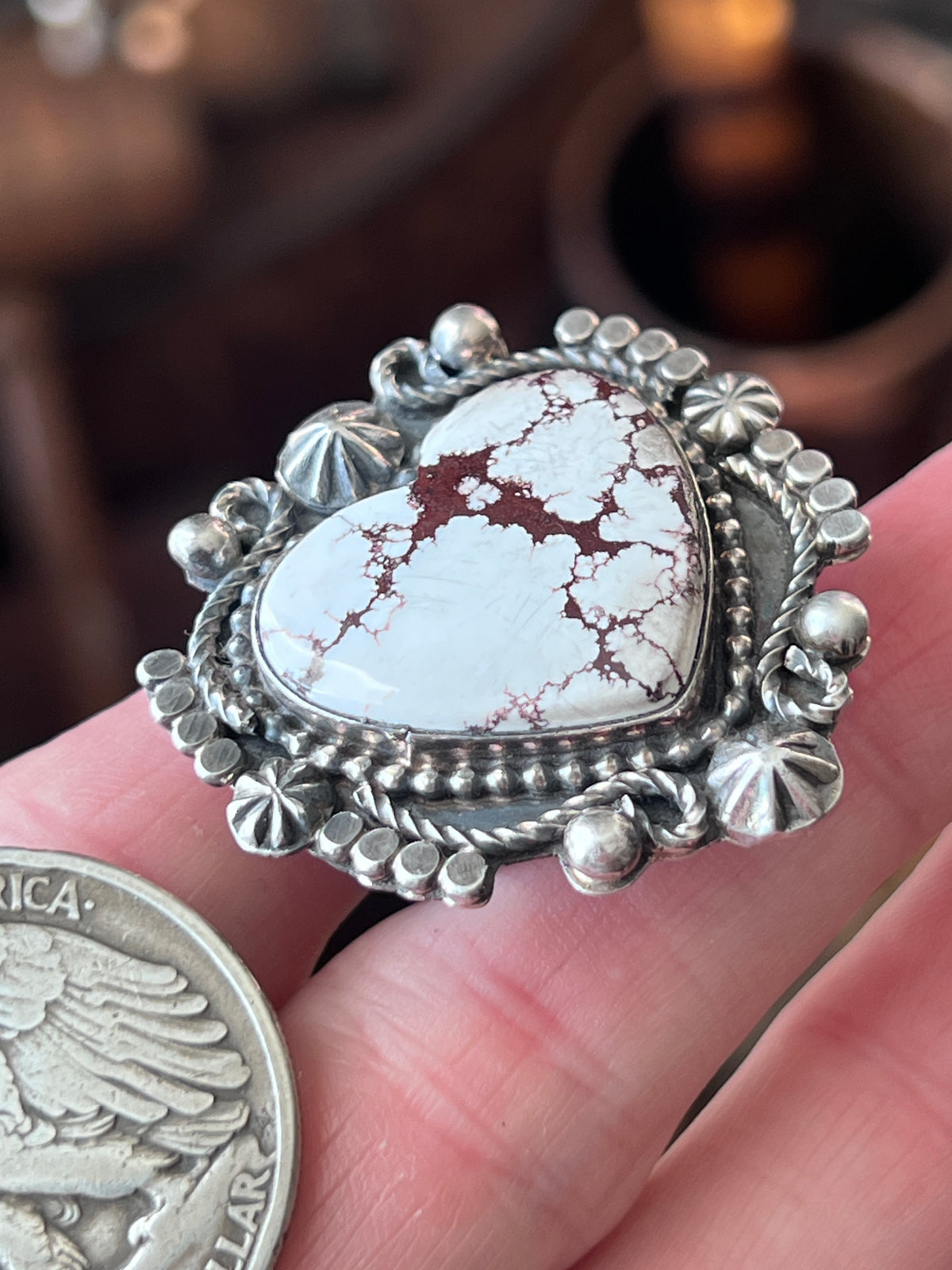 Rosella Paxson Sterling Silver & Wild Horse Heart Ring, Size 7-7.5