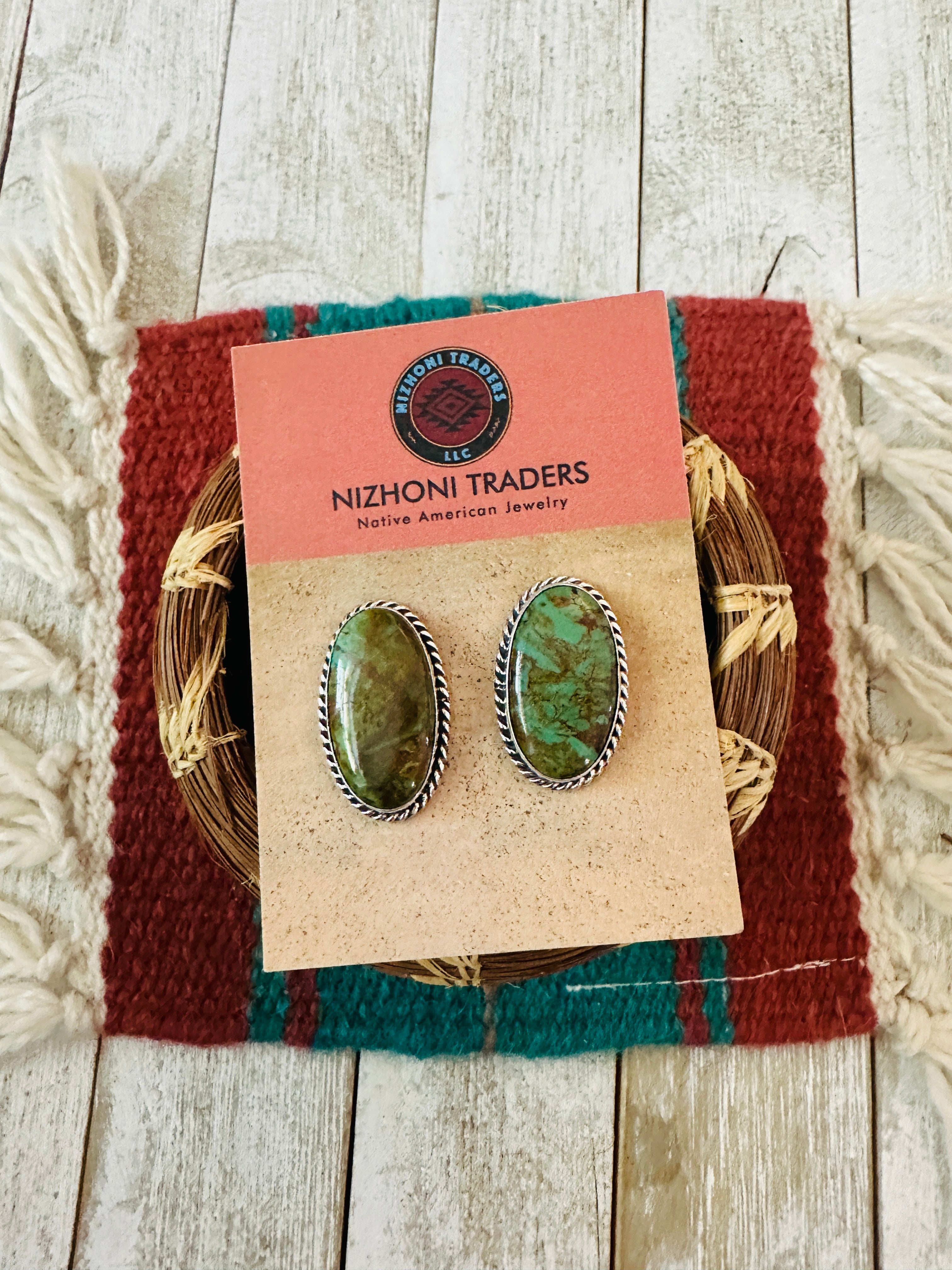 Handcrafted Turquoise & Sterling Silver Post Earrings