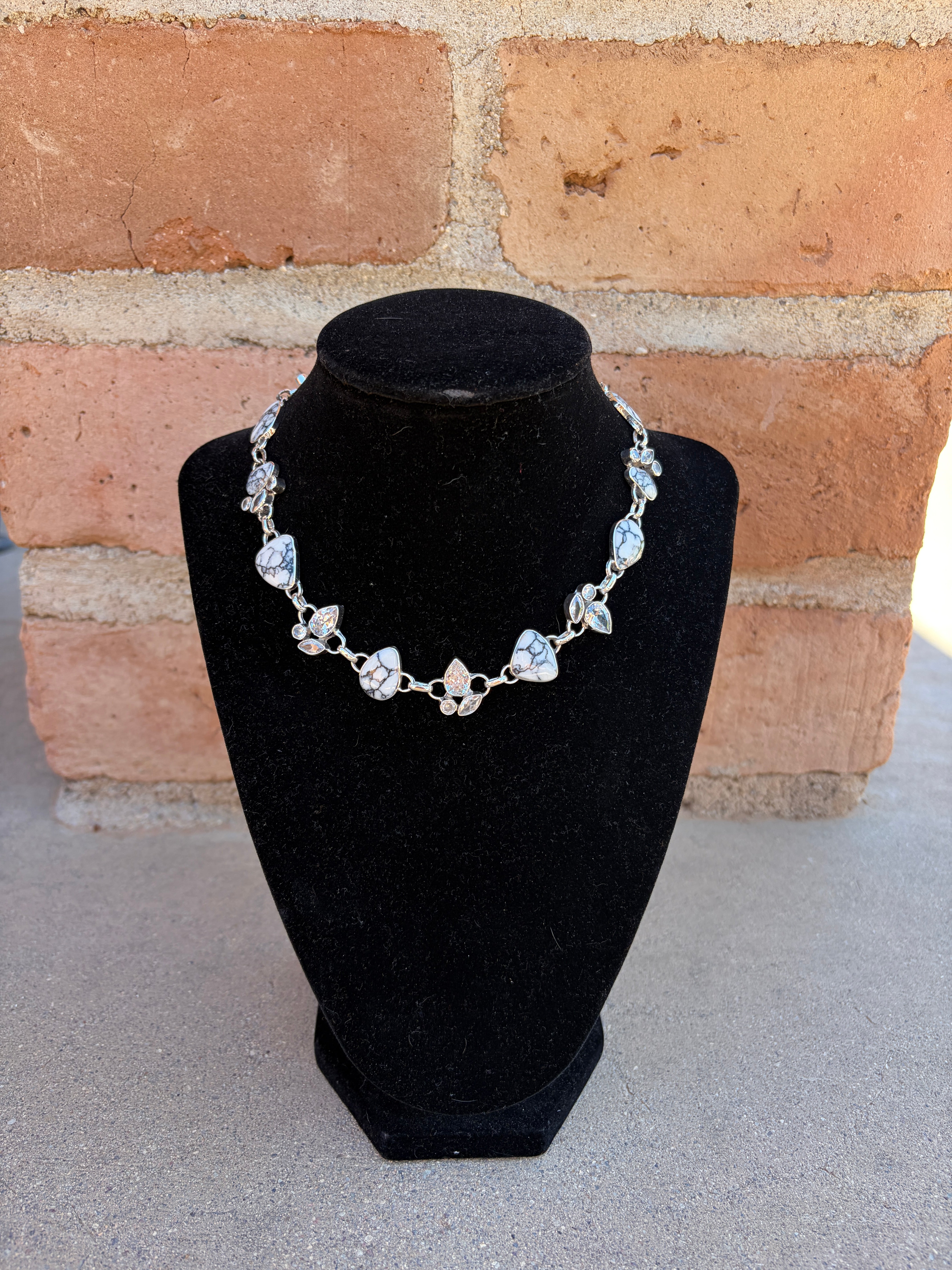 Handmade Sterling Silver and White Buffalo Chain Necklace