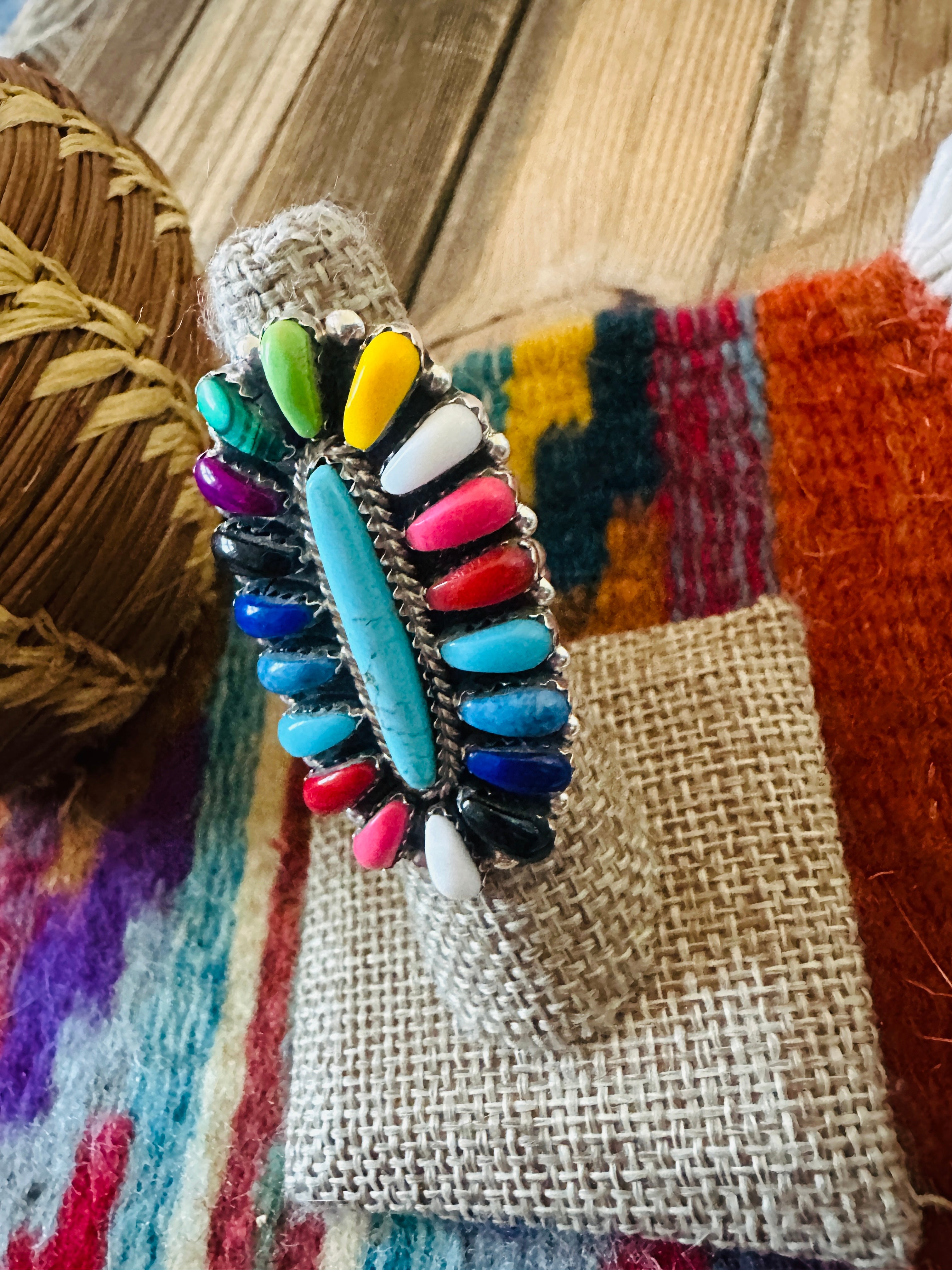 Handcrafted Sterling Silver & Multi Stone Cluster Ring