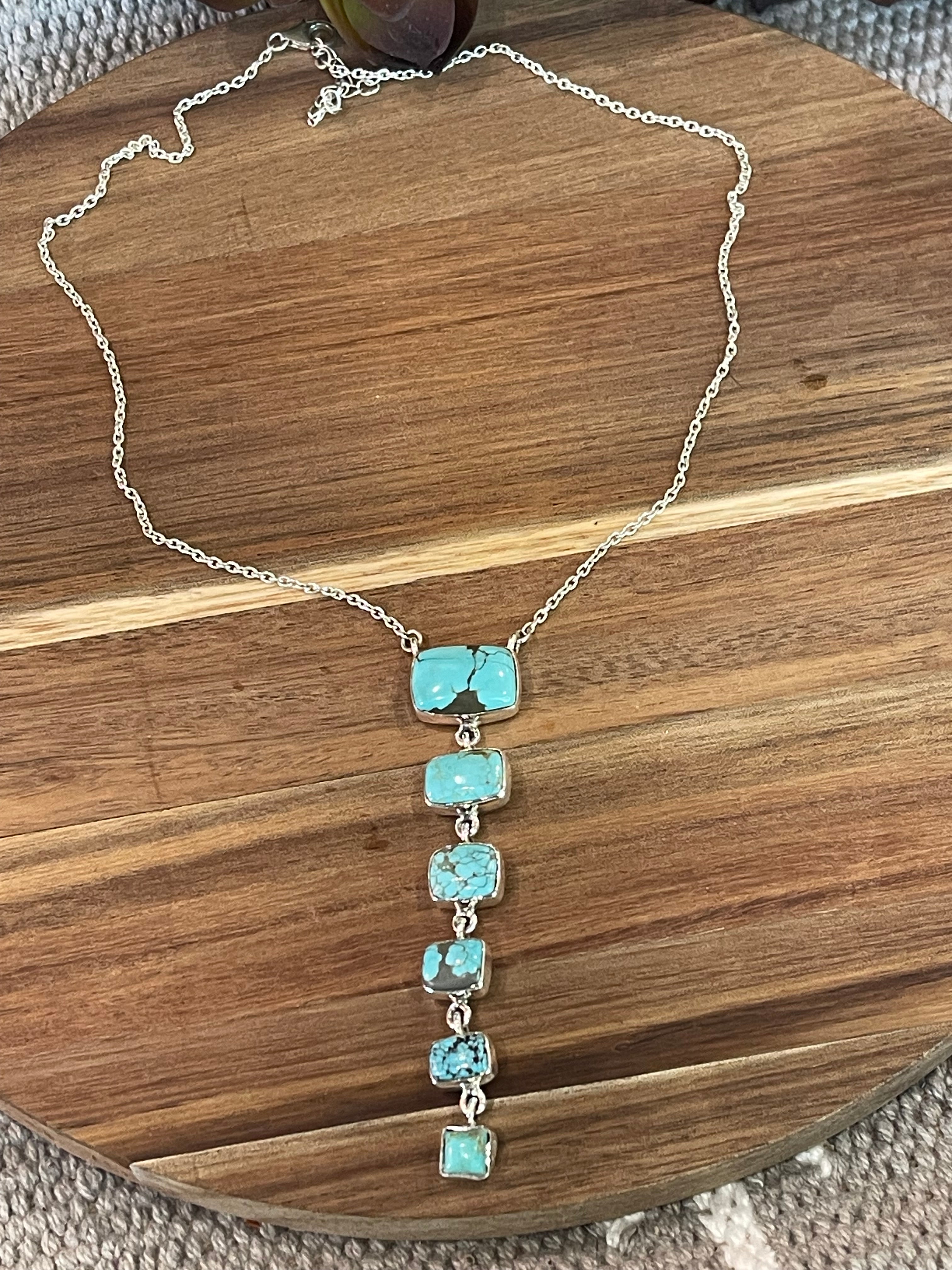Handmade Sterling Silver, Turquoise Drop Necklace