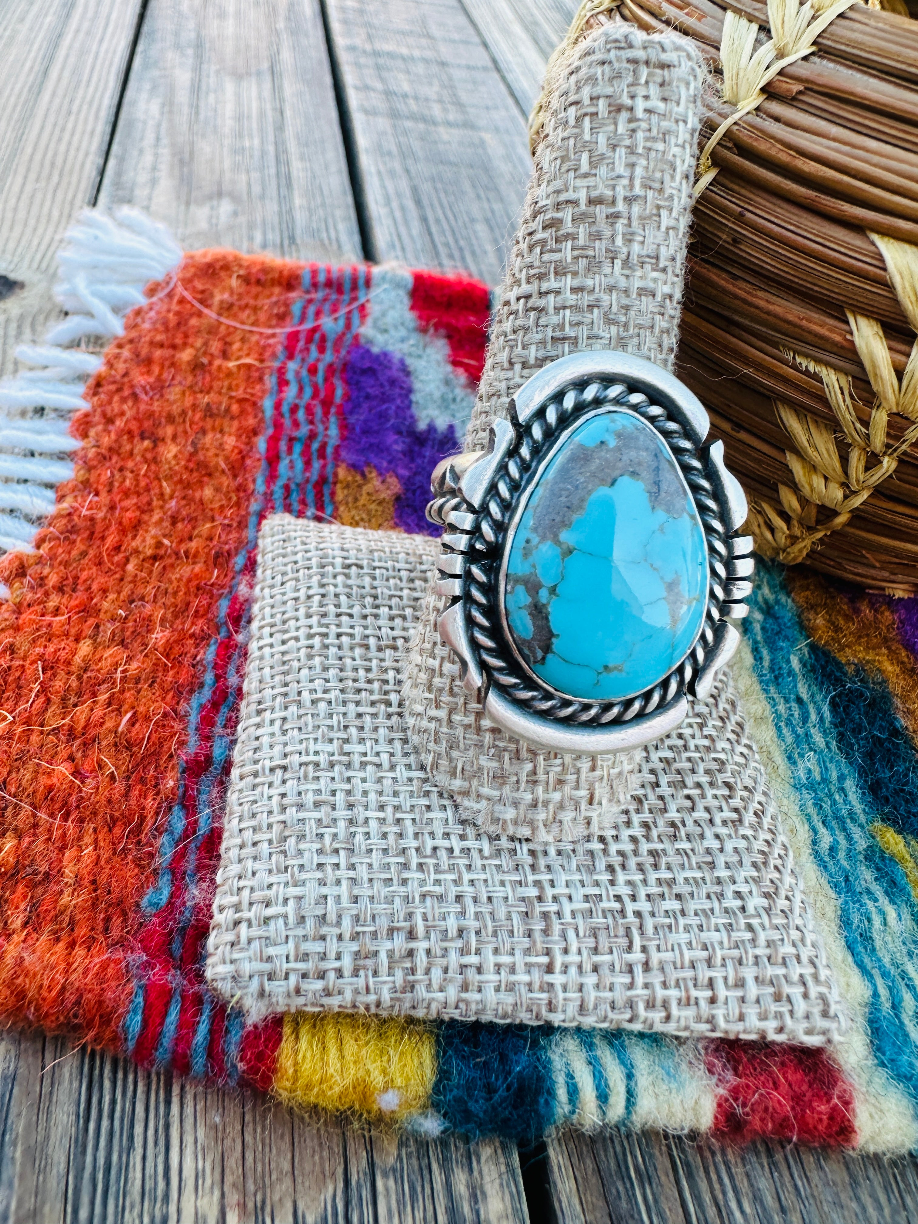 Handcrafted Turquoise & Sterling Silver Adjustable Ring