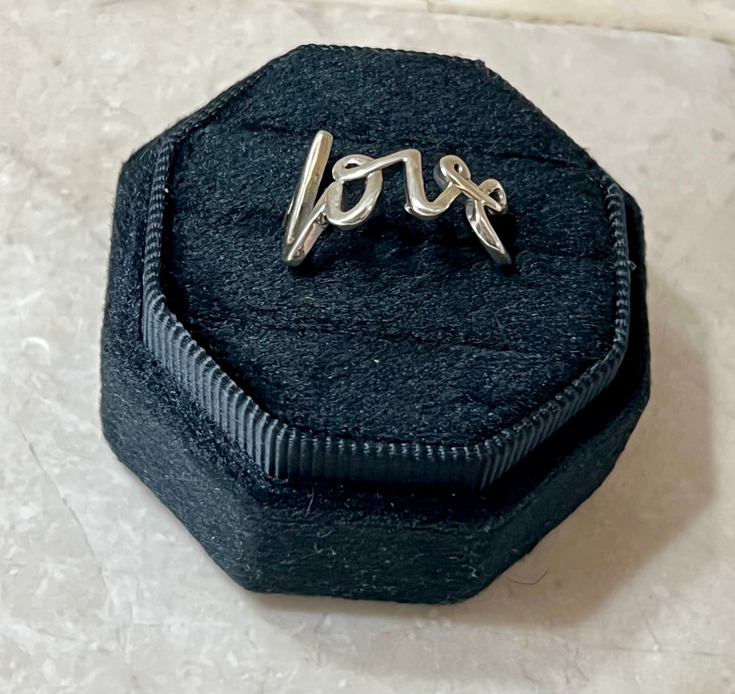 Cursive Love Sterling Silver Ring