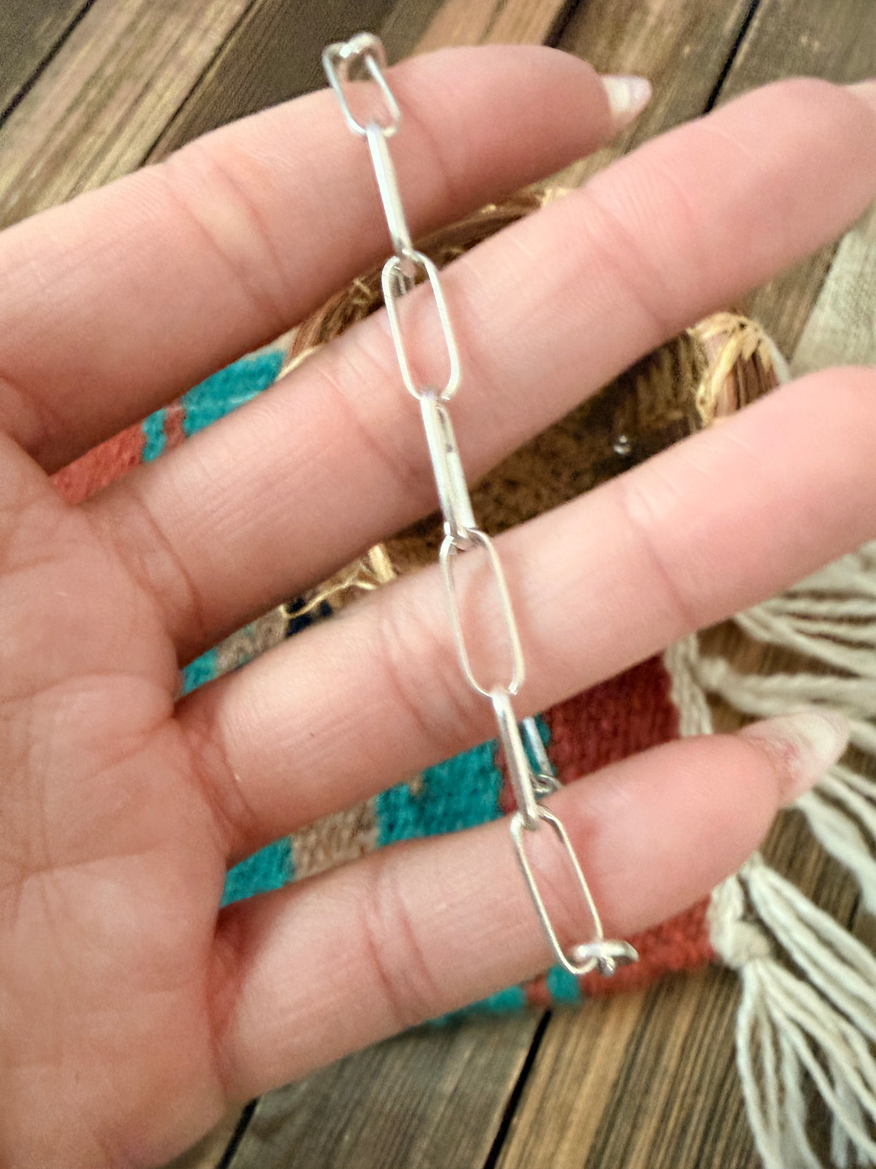 Handmade Sterling Silver Paperclip Link Bracelet