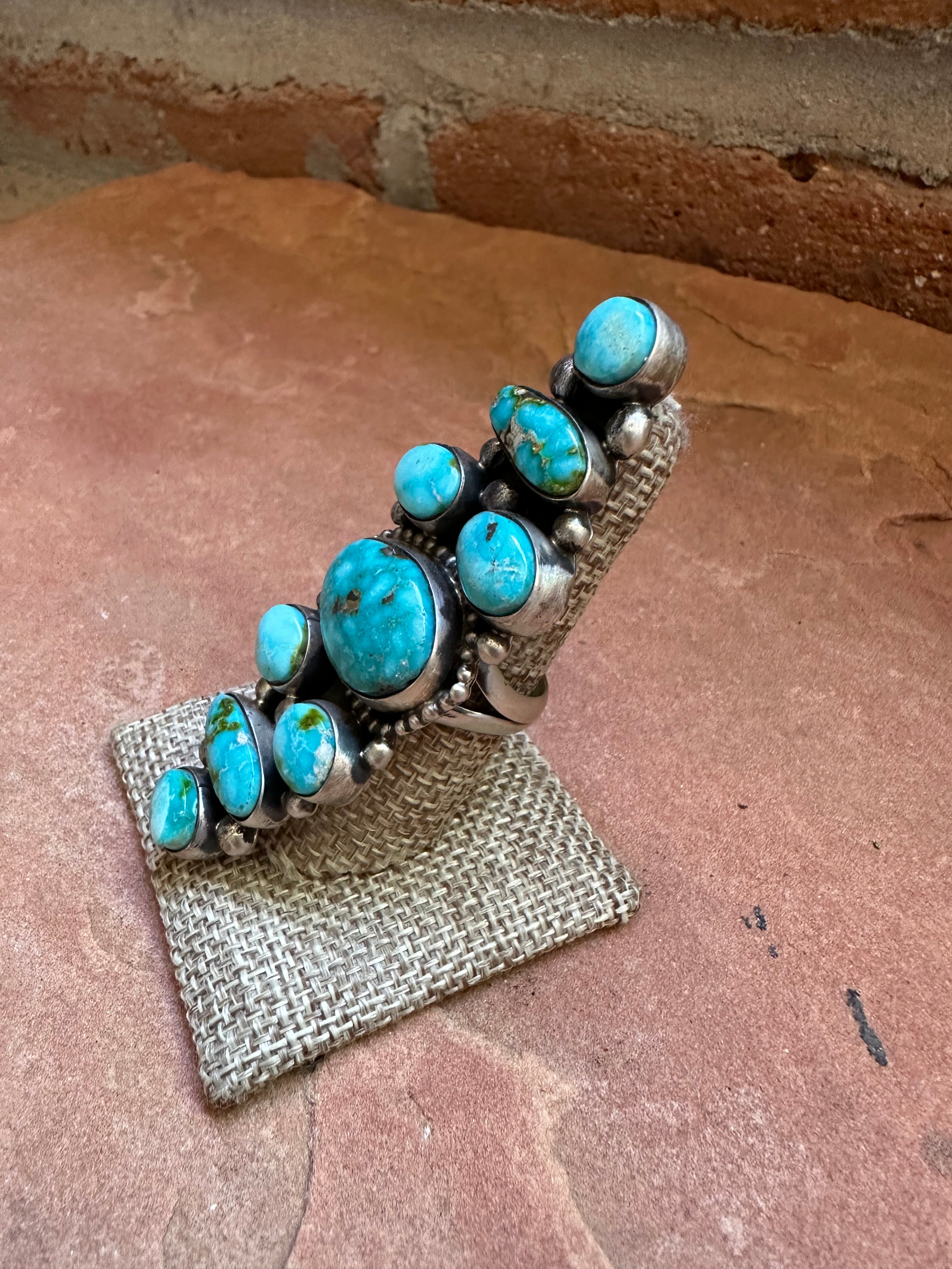 Navajo Blue BirdTurquoise & Sterling Silver Ring Size 8.5 Signed