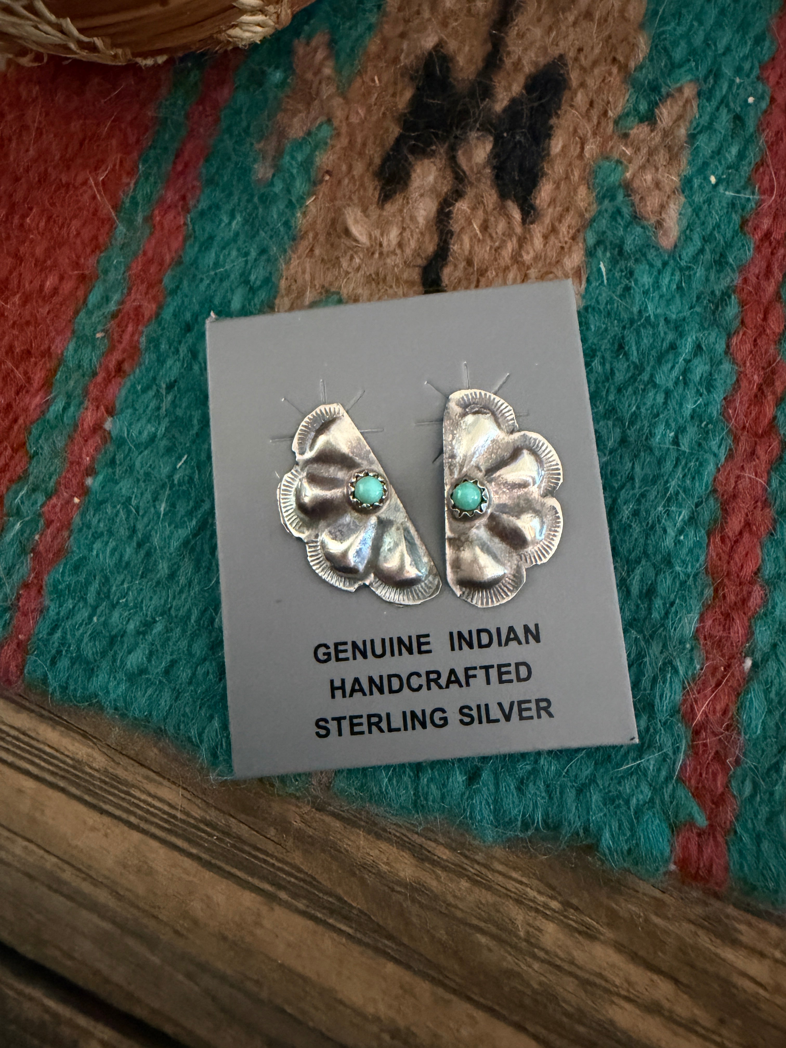 Handcrafted Turquoise & Sterling Silver Concho Post Earrings