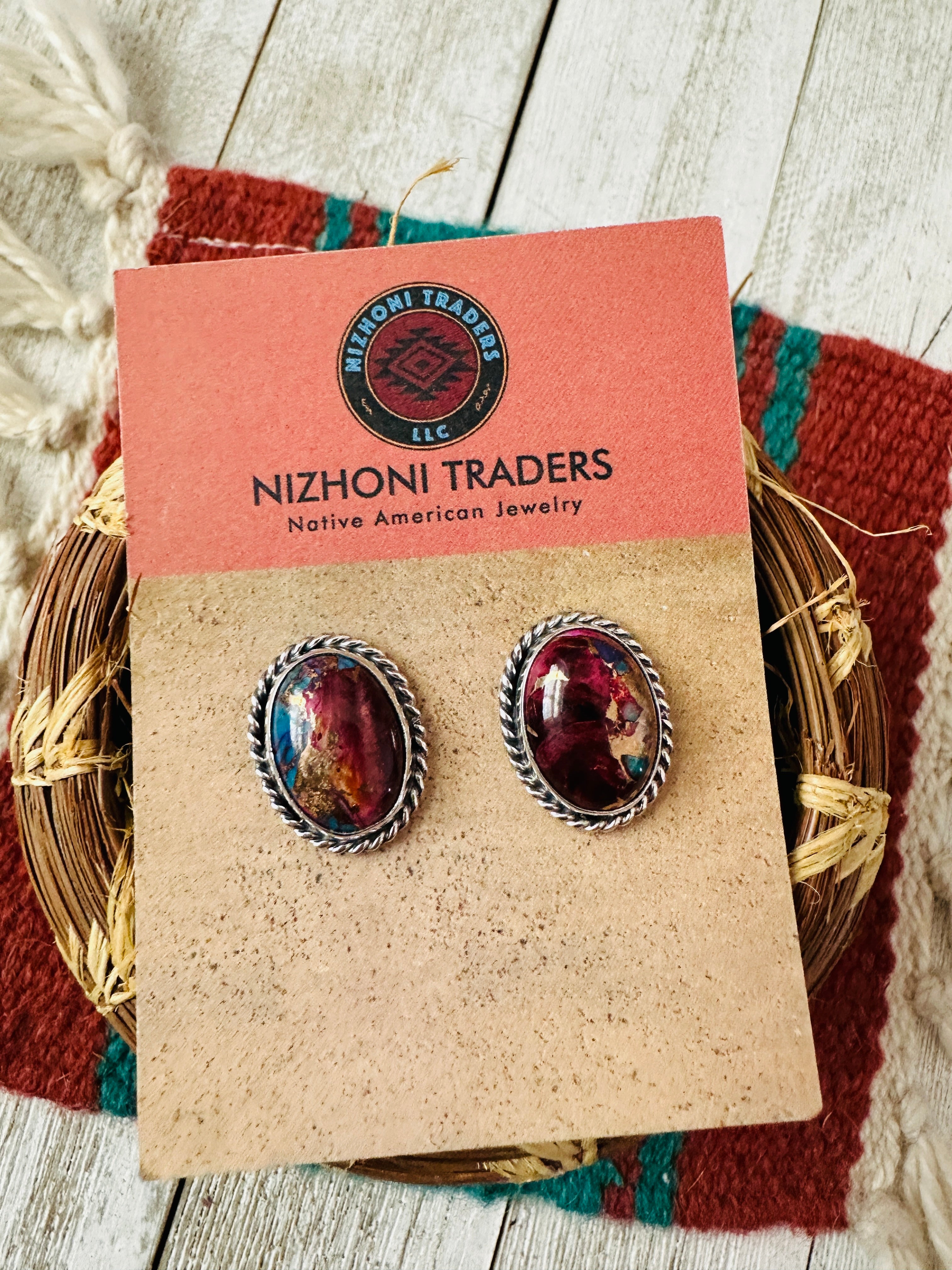 Navajo Pink Dream Mojave and Sterling Silver Post Earrings