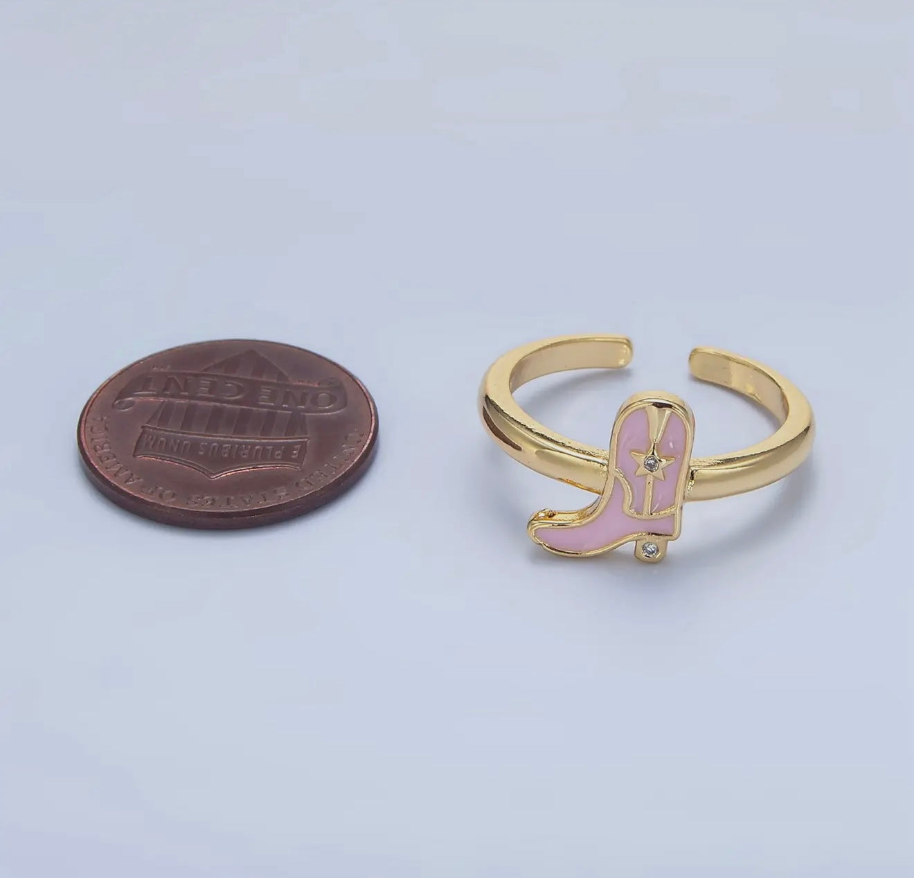“The Golden Collection” THE PINK COWGIRL Handmade Gold Plated Adjustable Ring