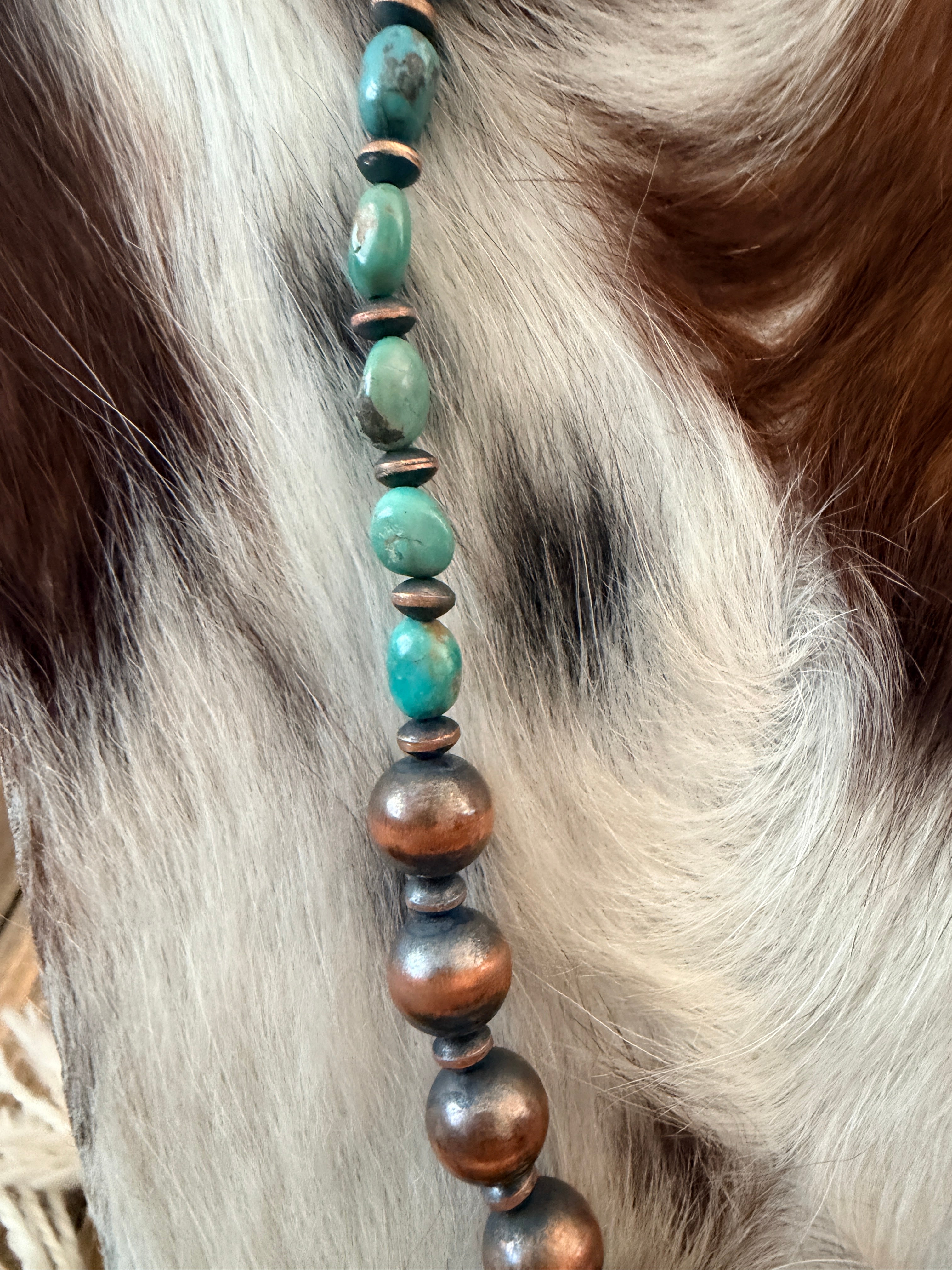 Handcrafted Turquoise & Copper 20” Beaded Necklace