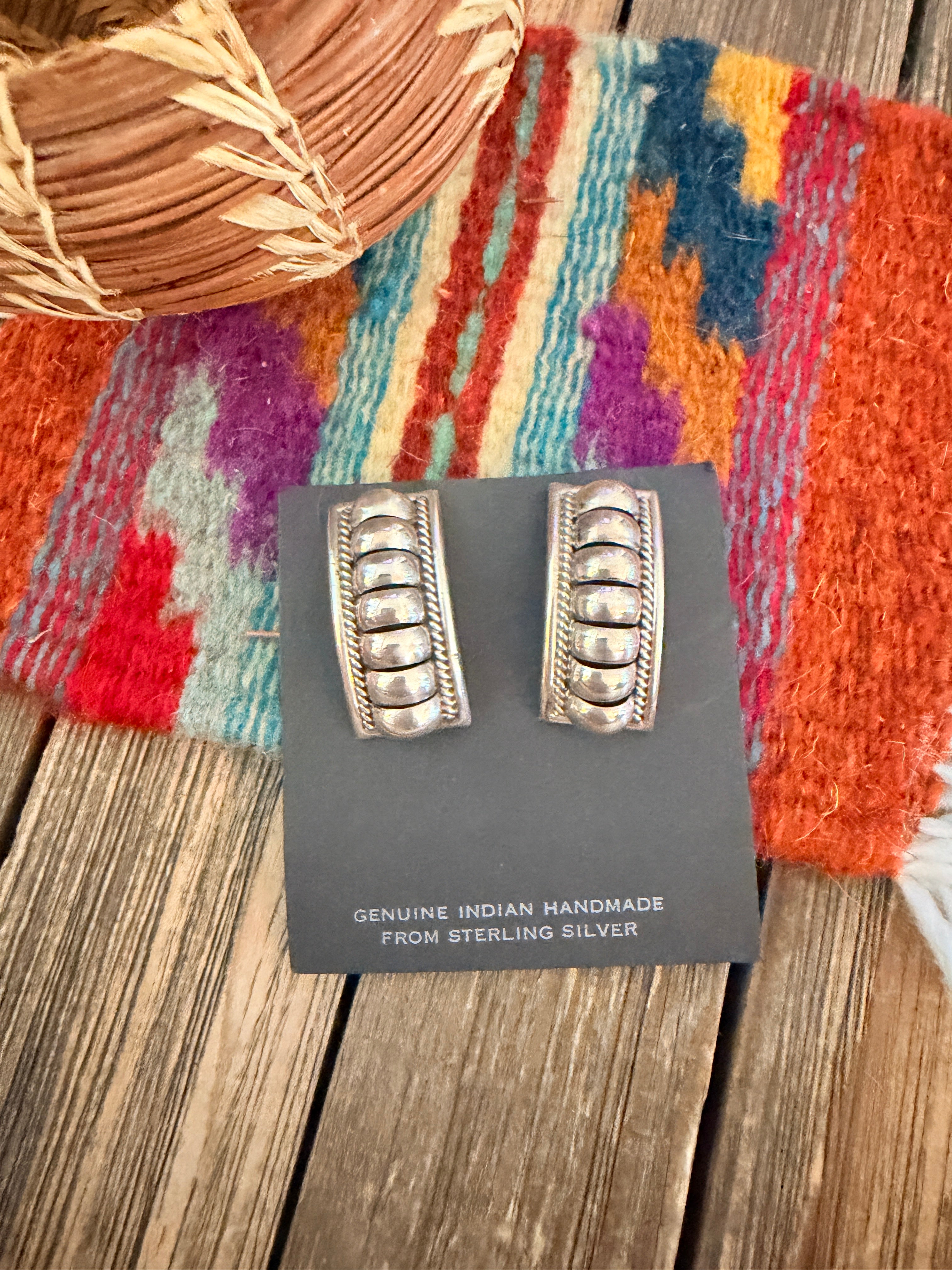 Handcrafted Old Pawn Rolled Sterling Silver Post Earrings
