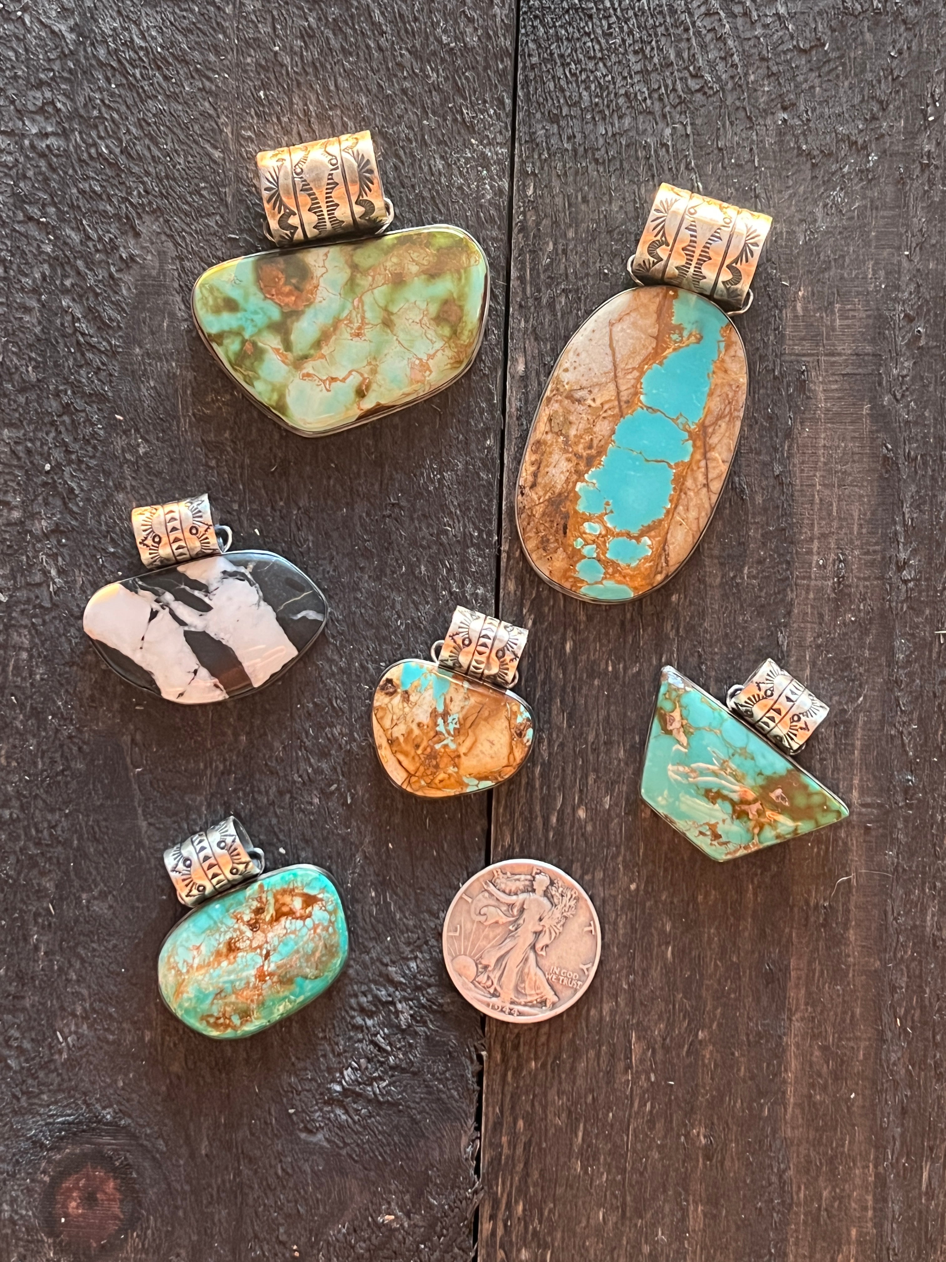 Handcrafted Sterling Silver and White Buffalo Solo Pendant by Angela Martin